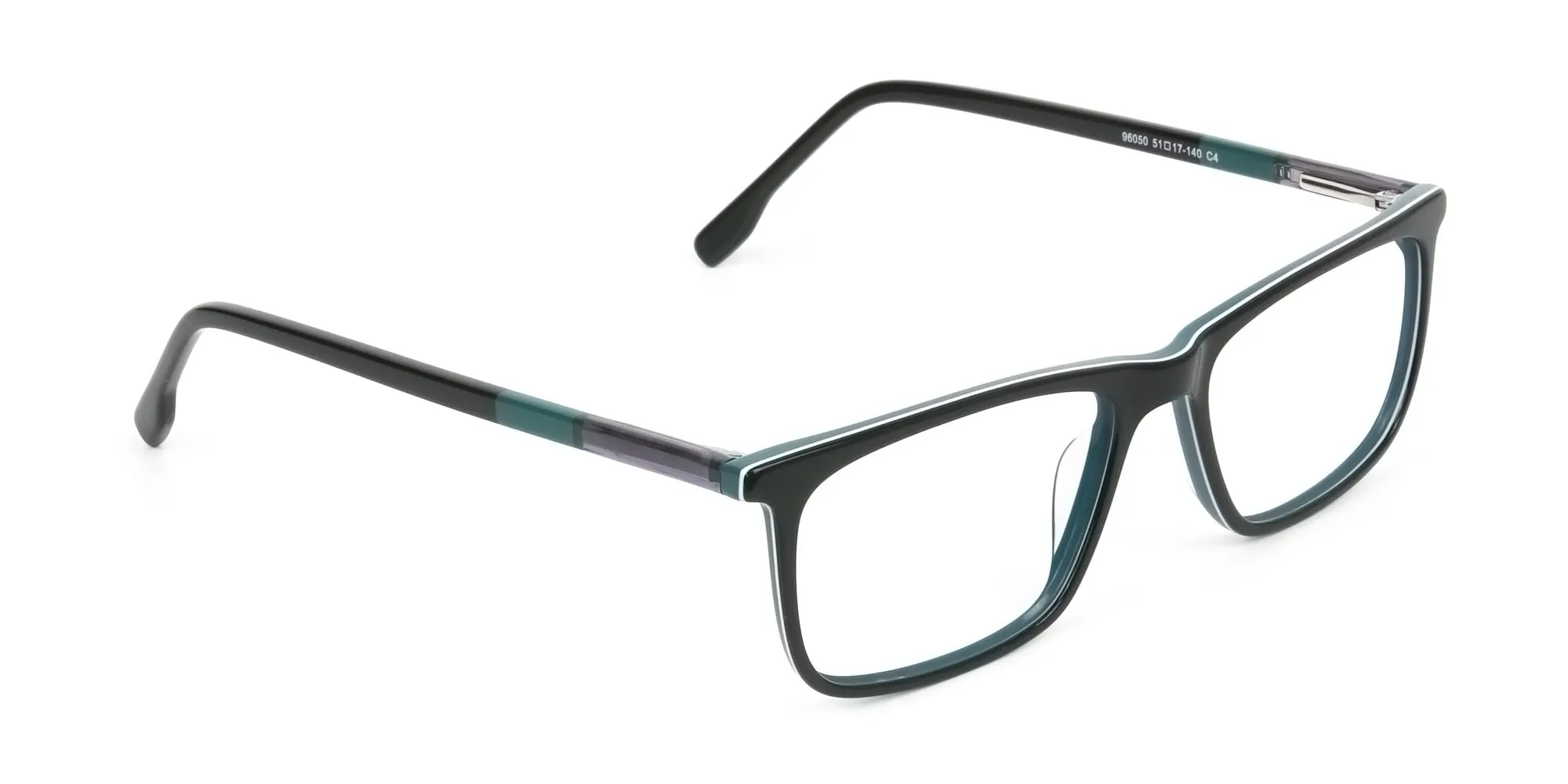 Black and Teal Spectacles in Rectangular - 2