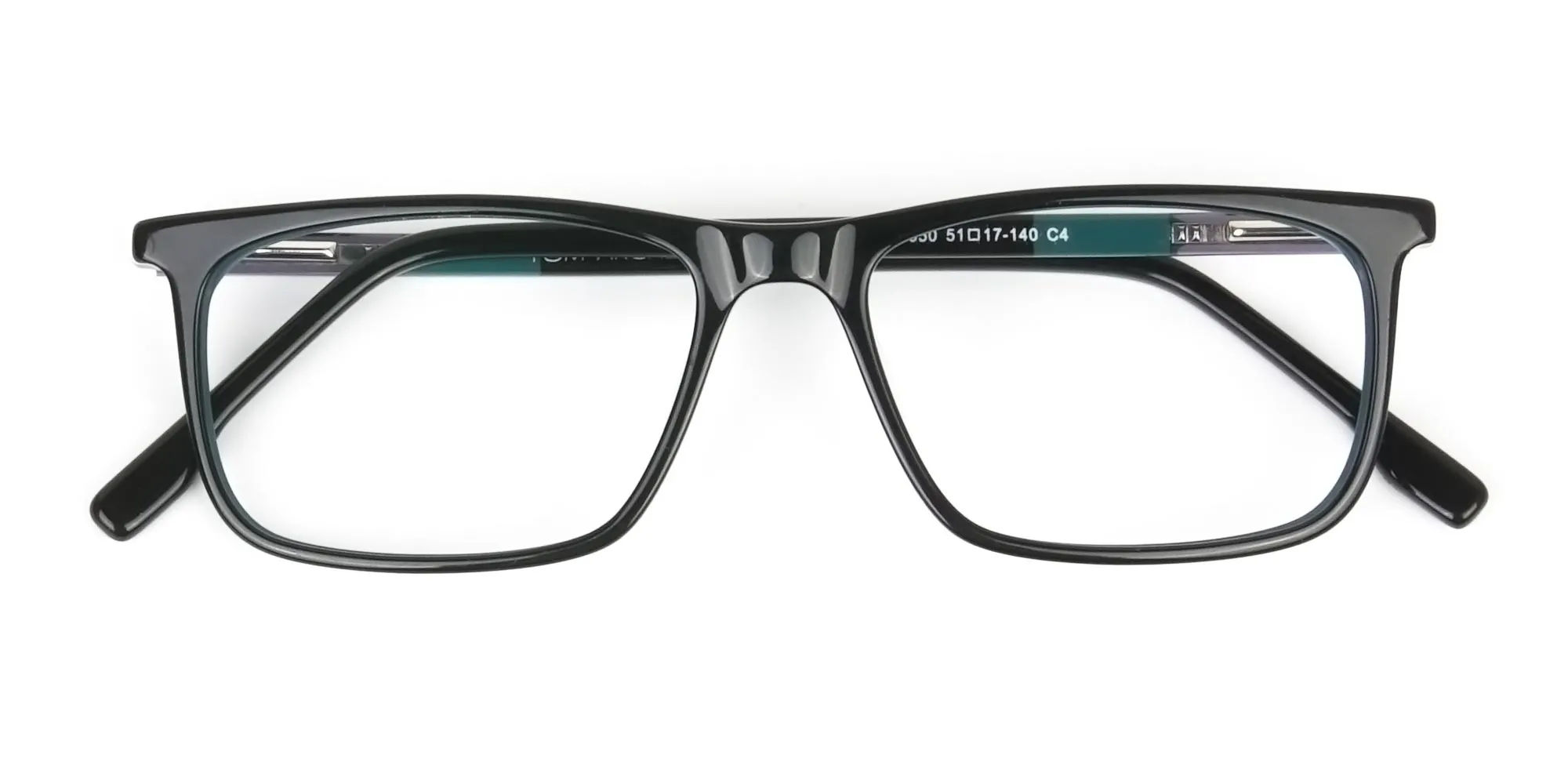 Black and Teal Spectacles in Rectangular - 2
