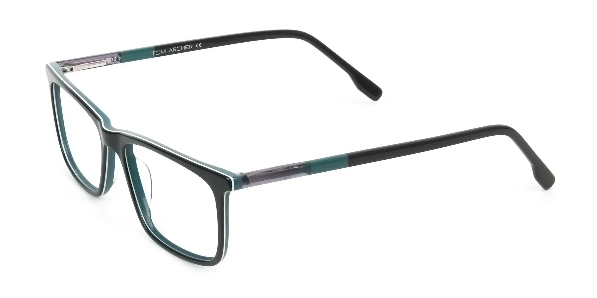 Black and Teal Spectacles in Rectangular - 2