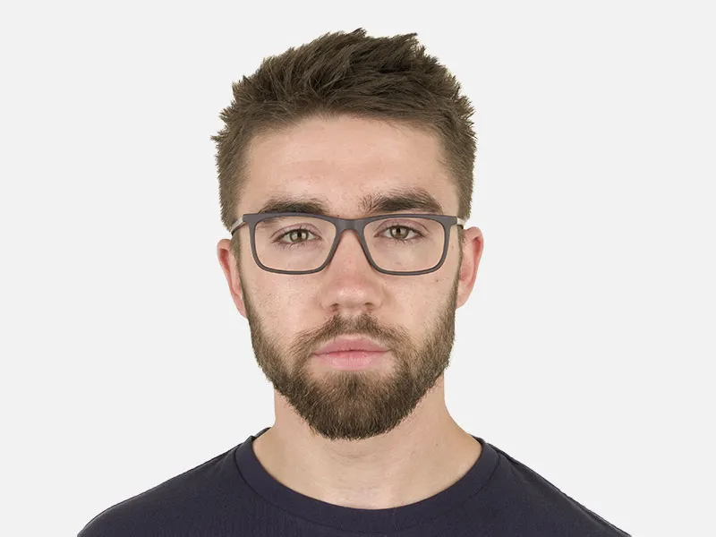 Matte Black & Blue Spectacles in Rectangular - 2