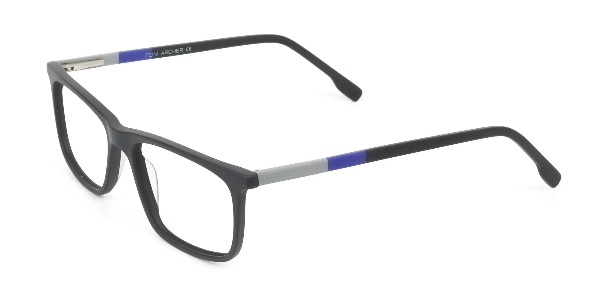 Tom Archer DERBY 5 Matte Black & Blue Rectangle glasses for unisex