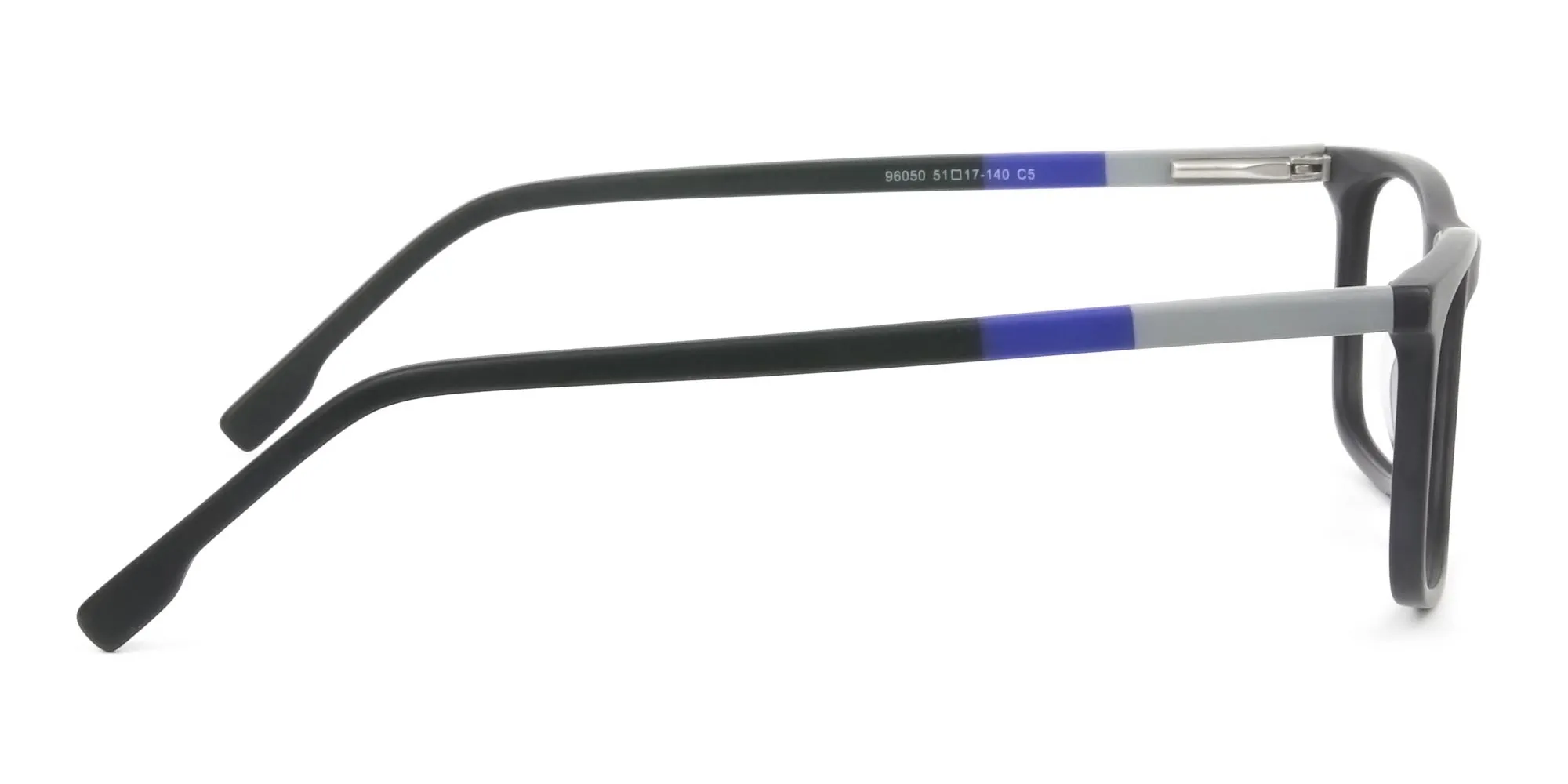 Matte Black & Blue Spectacles in Rectangular - 2