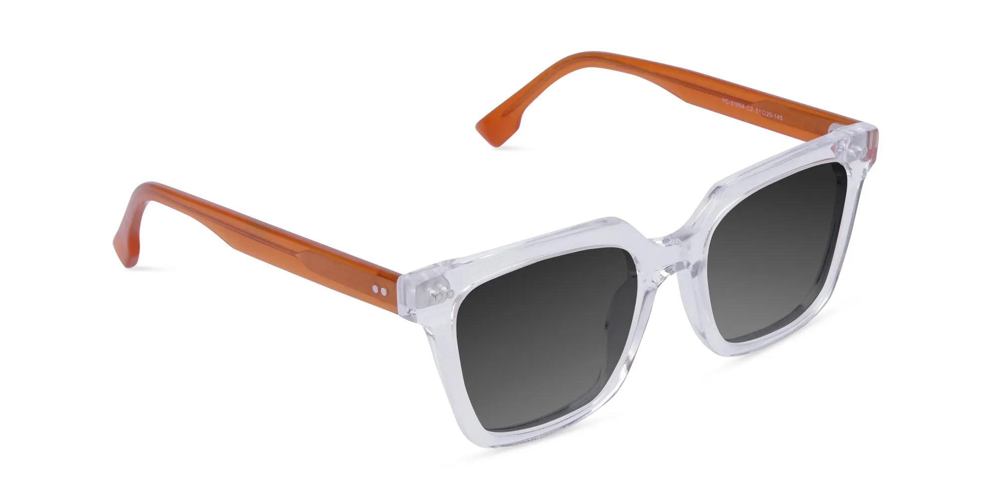 White Crystal Clear Square Sunglasses-2