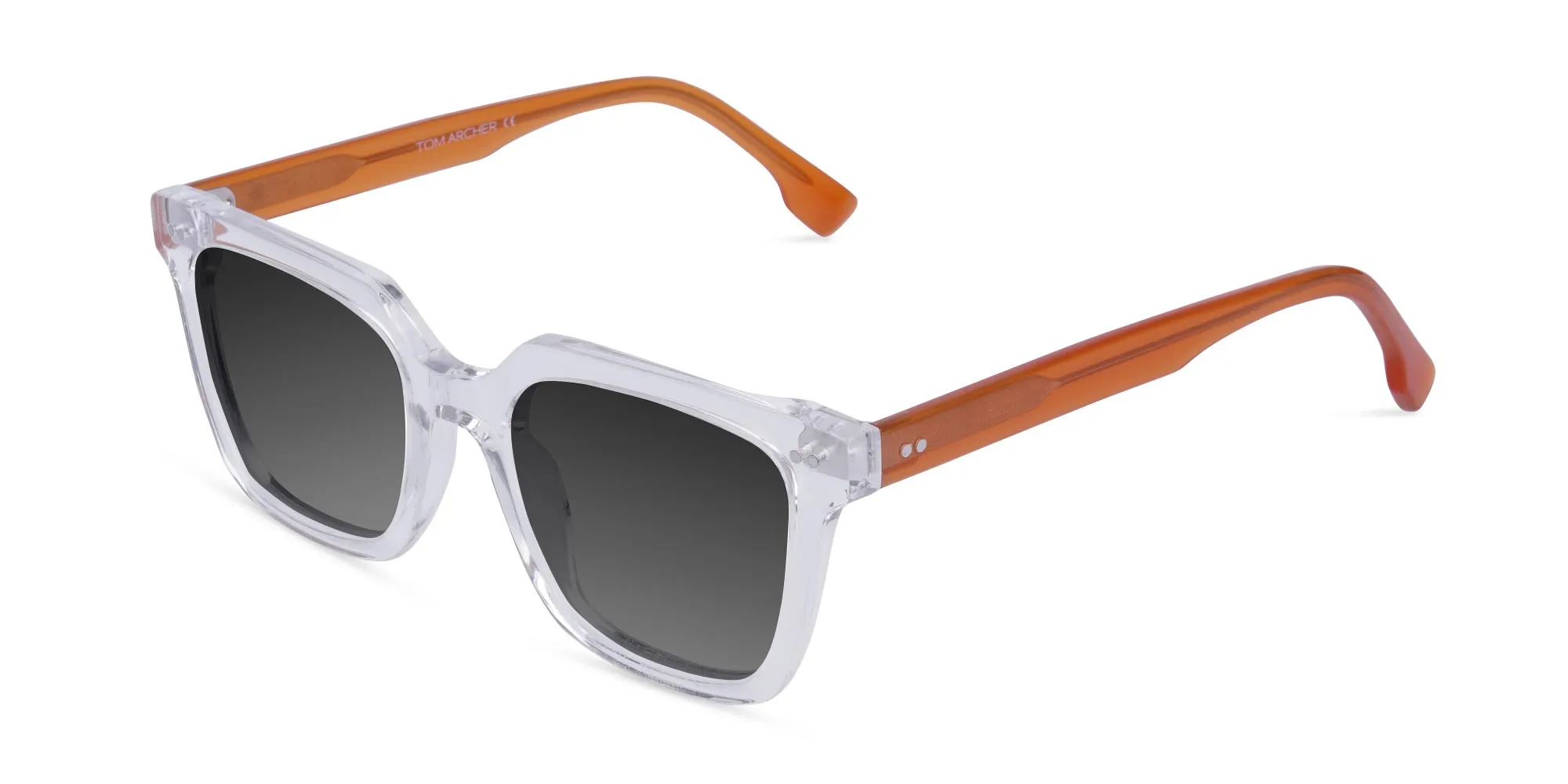 White Crystal Clear Square Sunglasses-2