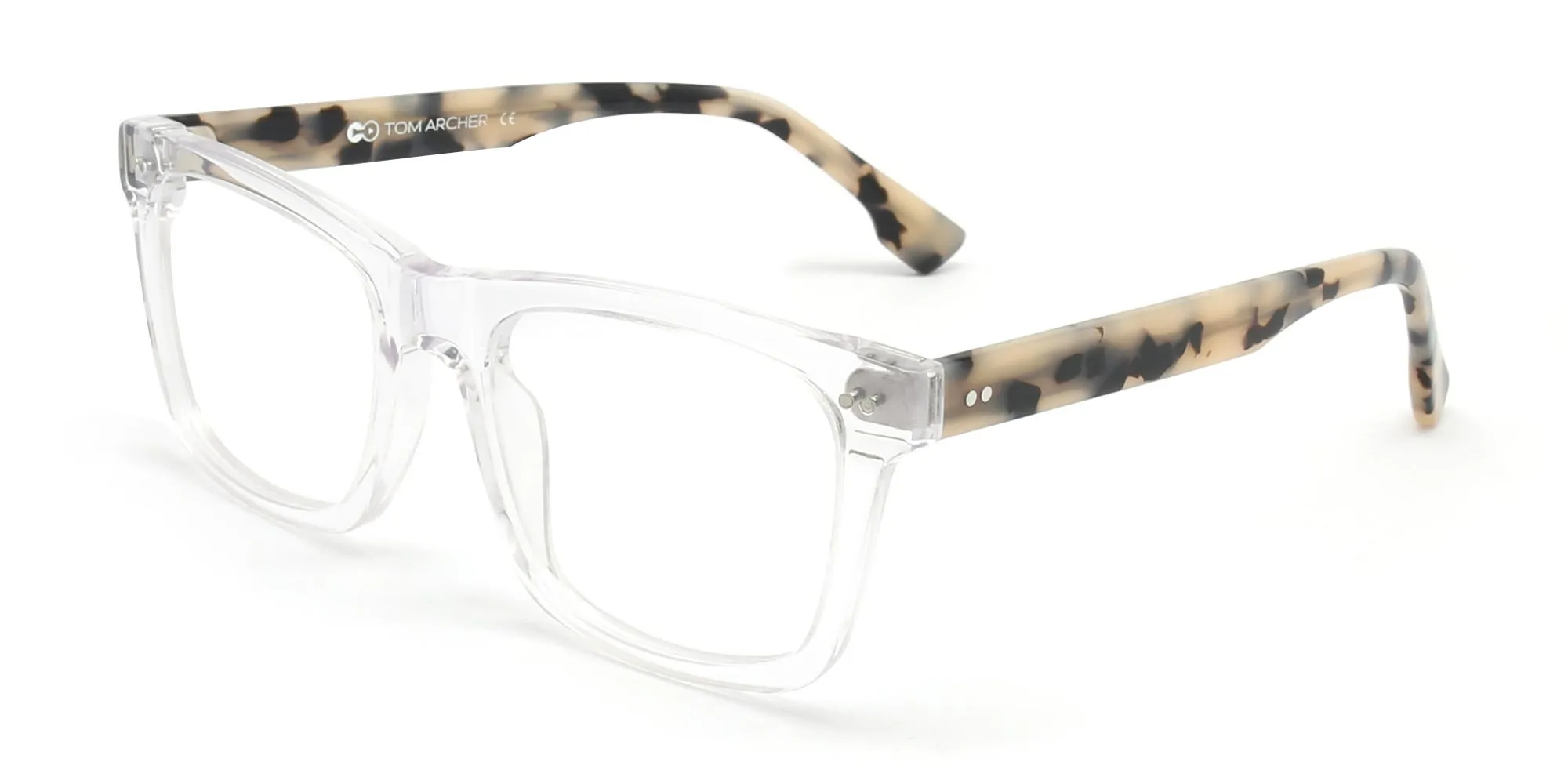 Unisex Crystal Clear acetate rectangle & square frames in medium size – Tom Archer DEXTER CA4