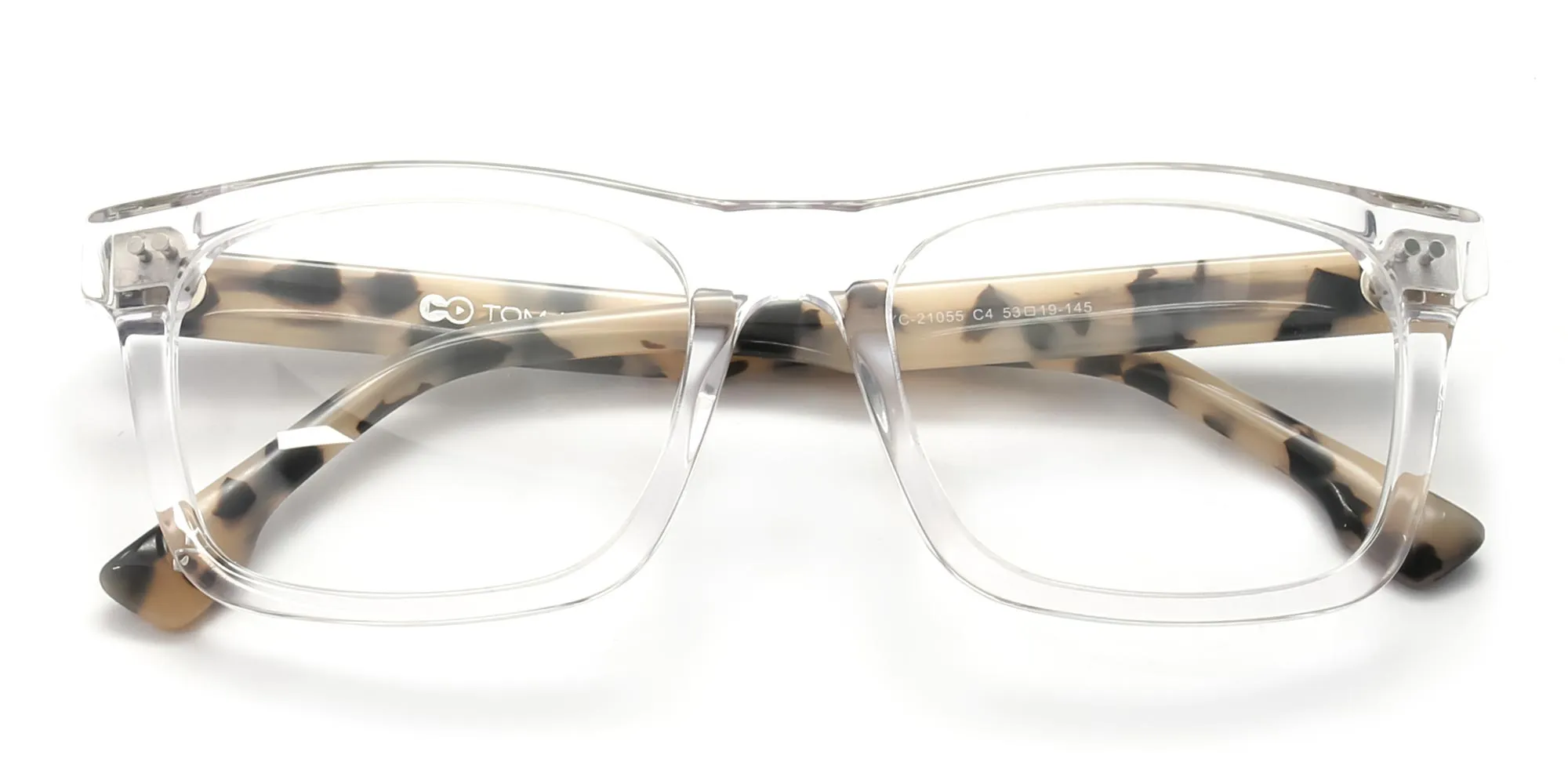 DEXTER CA4 Crystal Clear rectangle & square eyewear, medium full rim fit