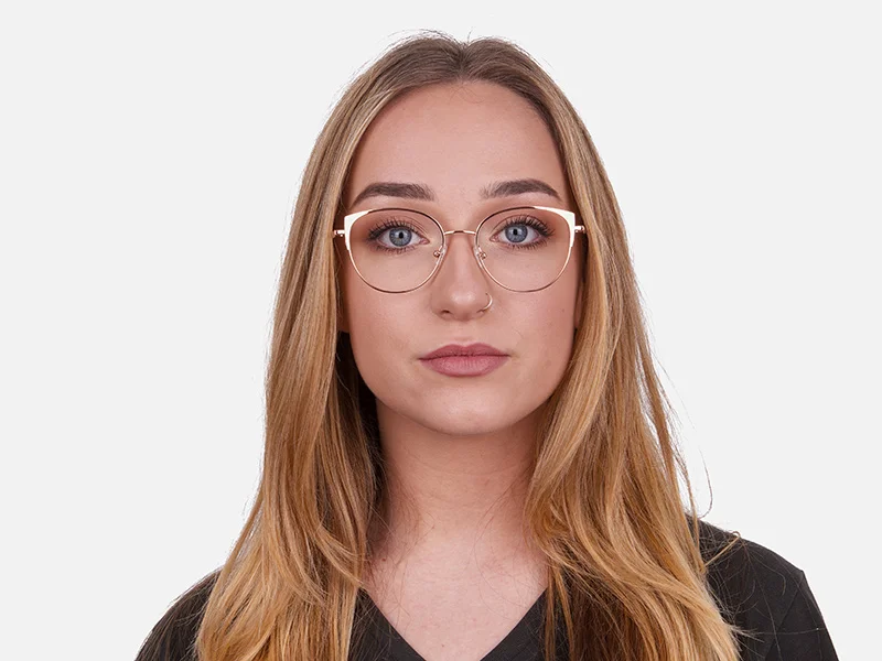 Classic Textured Glasses in Rose-Gold - 2