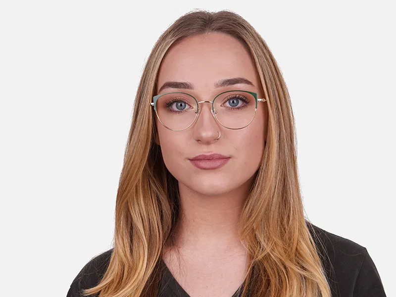 Vintage Inspired Glasses Green and Metal Frame - 2