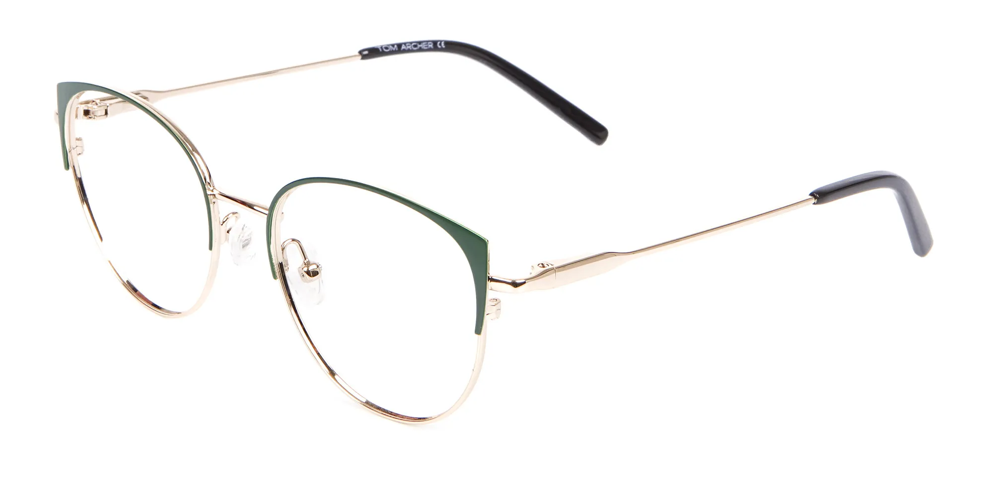 Vintage Inspired Glasses Green and Metal Frame - 2