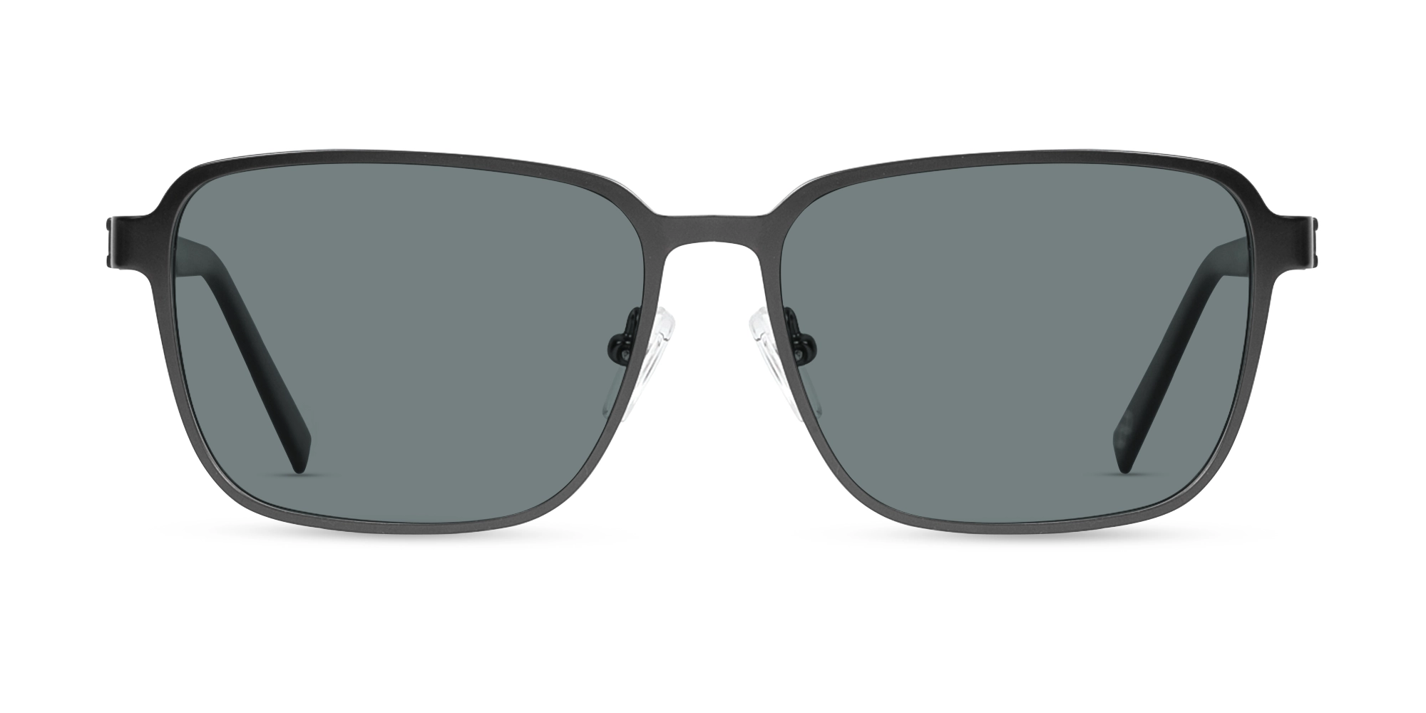 Matte Black Square Metal Full-Rim Sunglasses 1