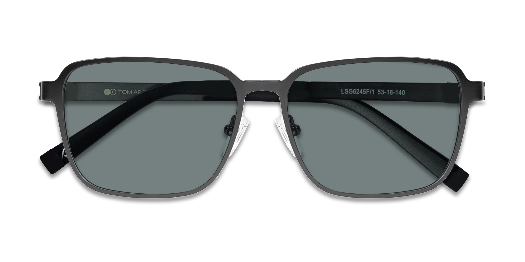 Matte Black Square Metal Full-Rim Sunglasses 6