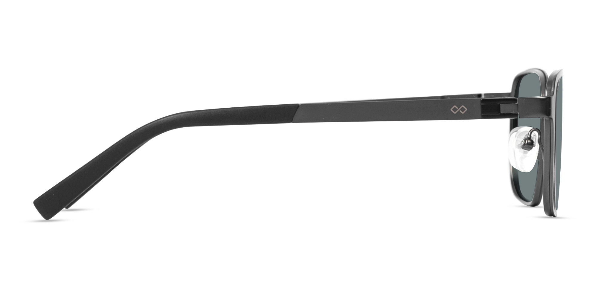 Matte Black Square Metal Full-Rim Sunglasses 4