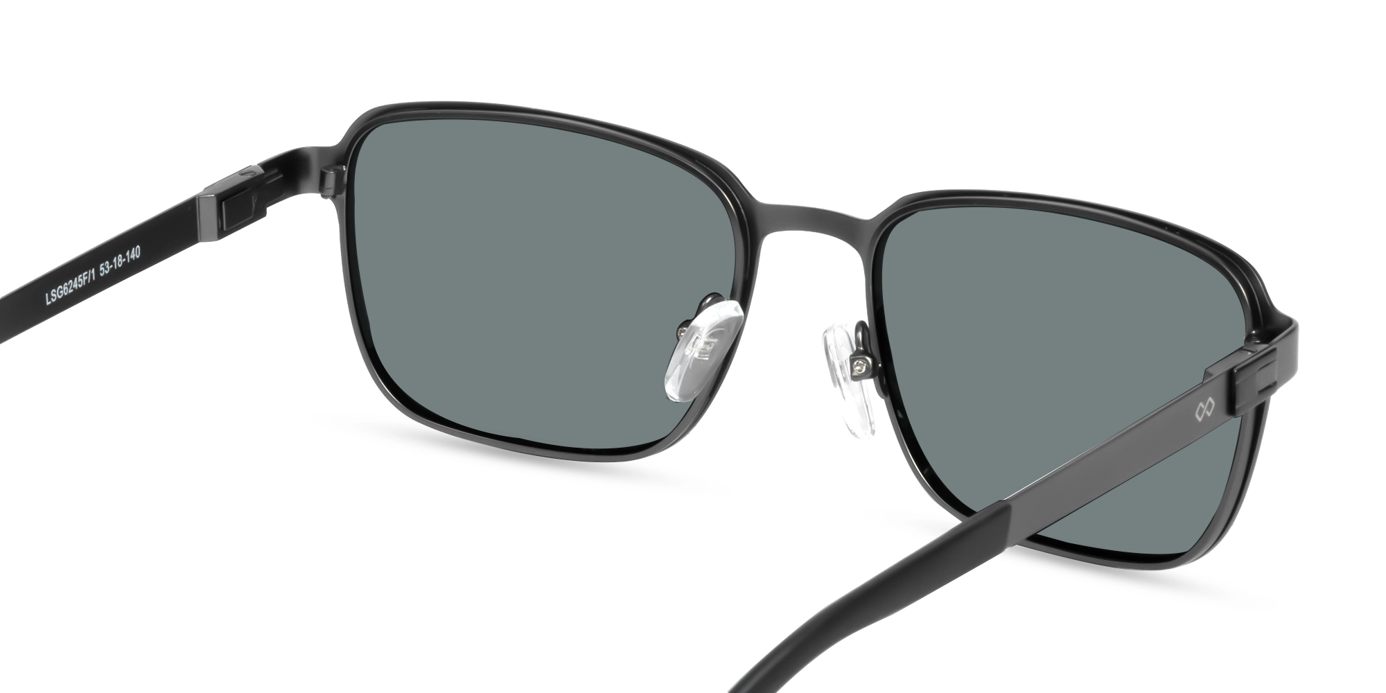 Matte Black Square Metal Full-Rim Sunglasses 5
