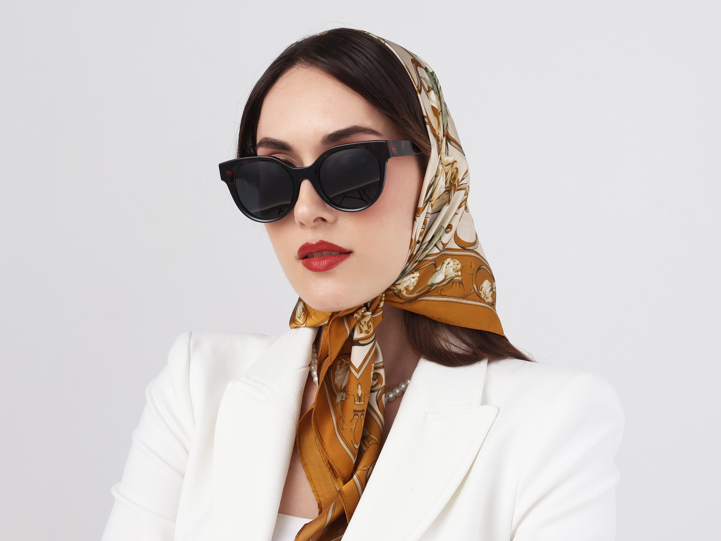 Round Acetate Frame With Dark Grey Tint Sunglasses