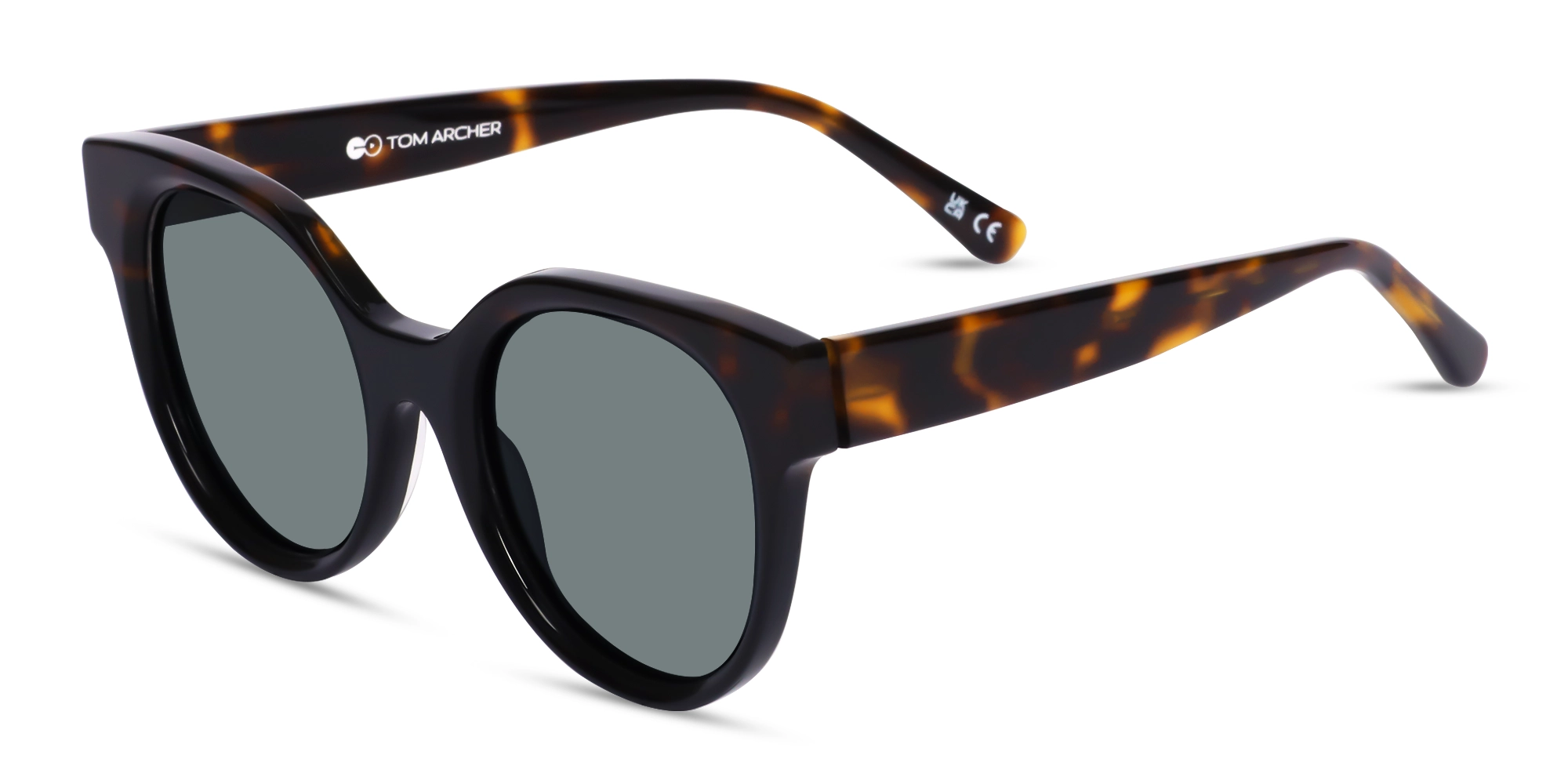 Round Acetate Frame With Dark Grey Tint Sunglasses