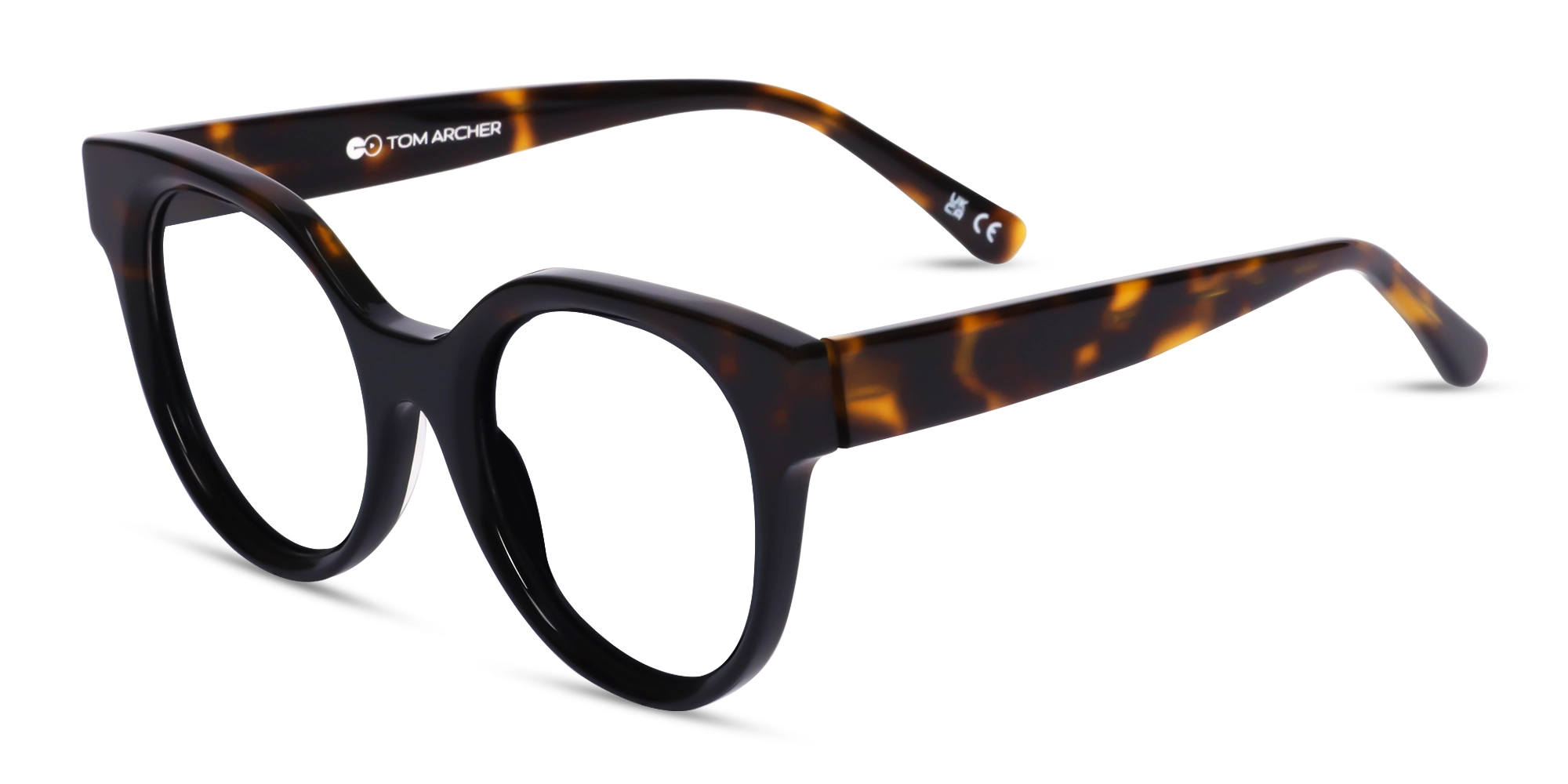 Black & Honey Tortoise Round Glasses