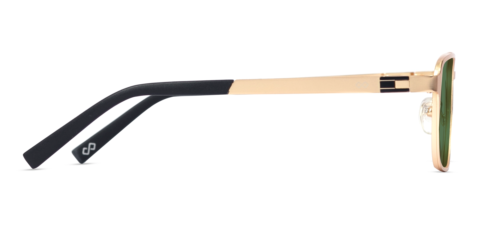 Matte Gold Rectangle Metal Full-Rim Sunglasses 4