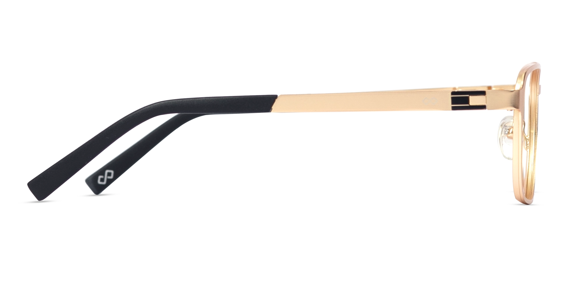 Gold & Black Square Rectangle Glasses-4