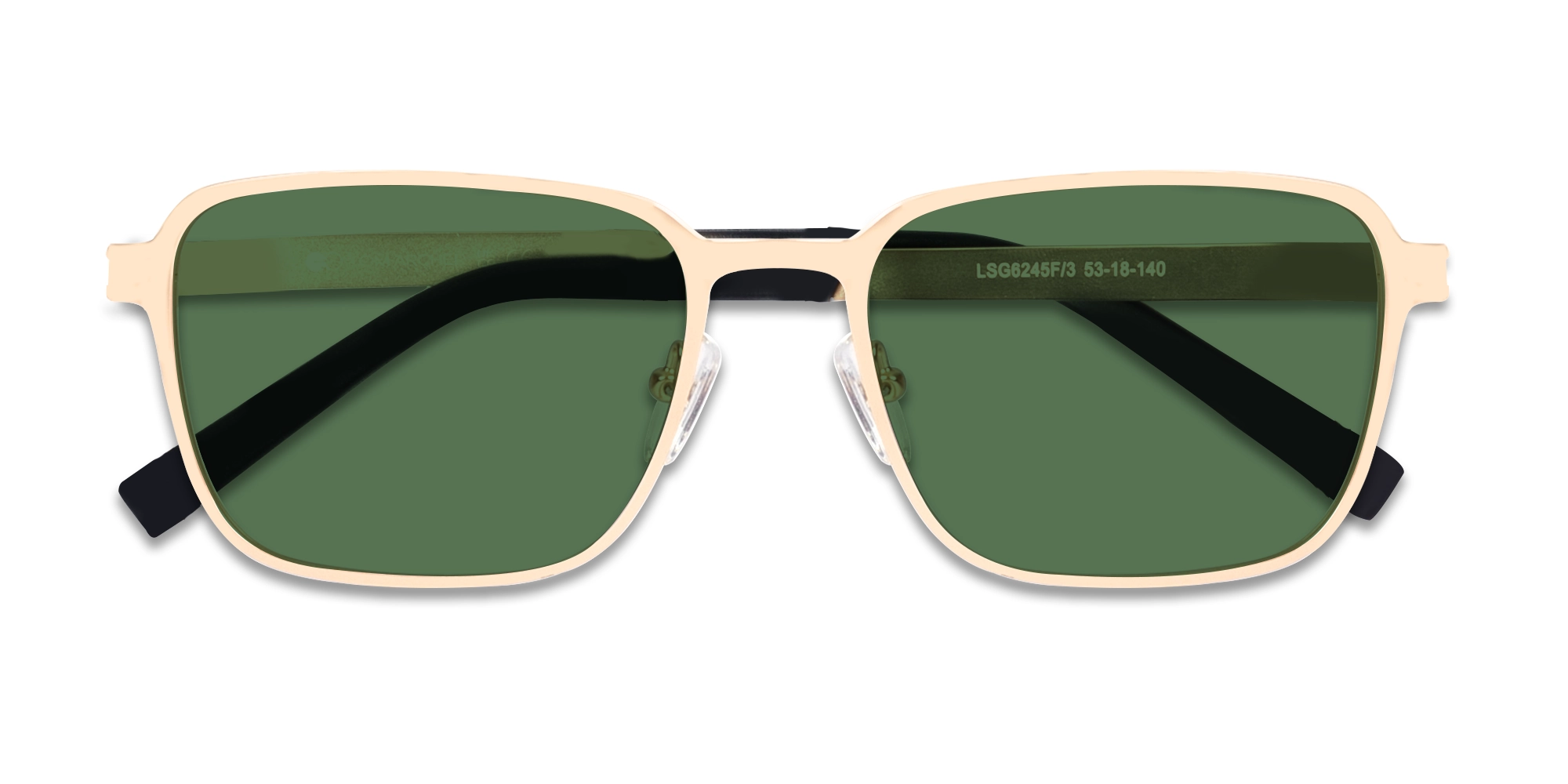 Matte Gold Rectangle Metal Full-Rim Sunglasses 6