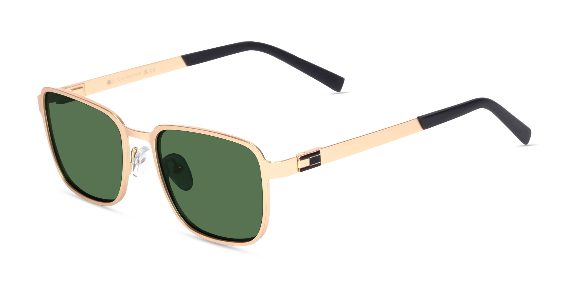 Matte Gold Rectangle Metal Full-Rim Sunglasses 3