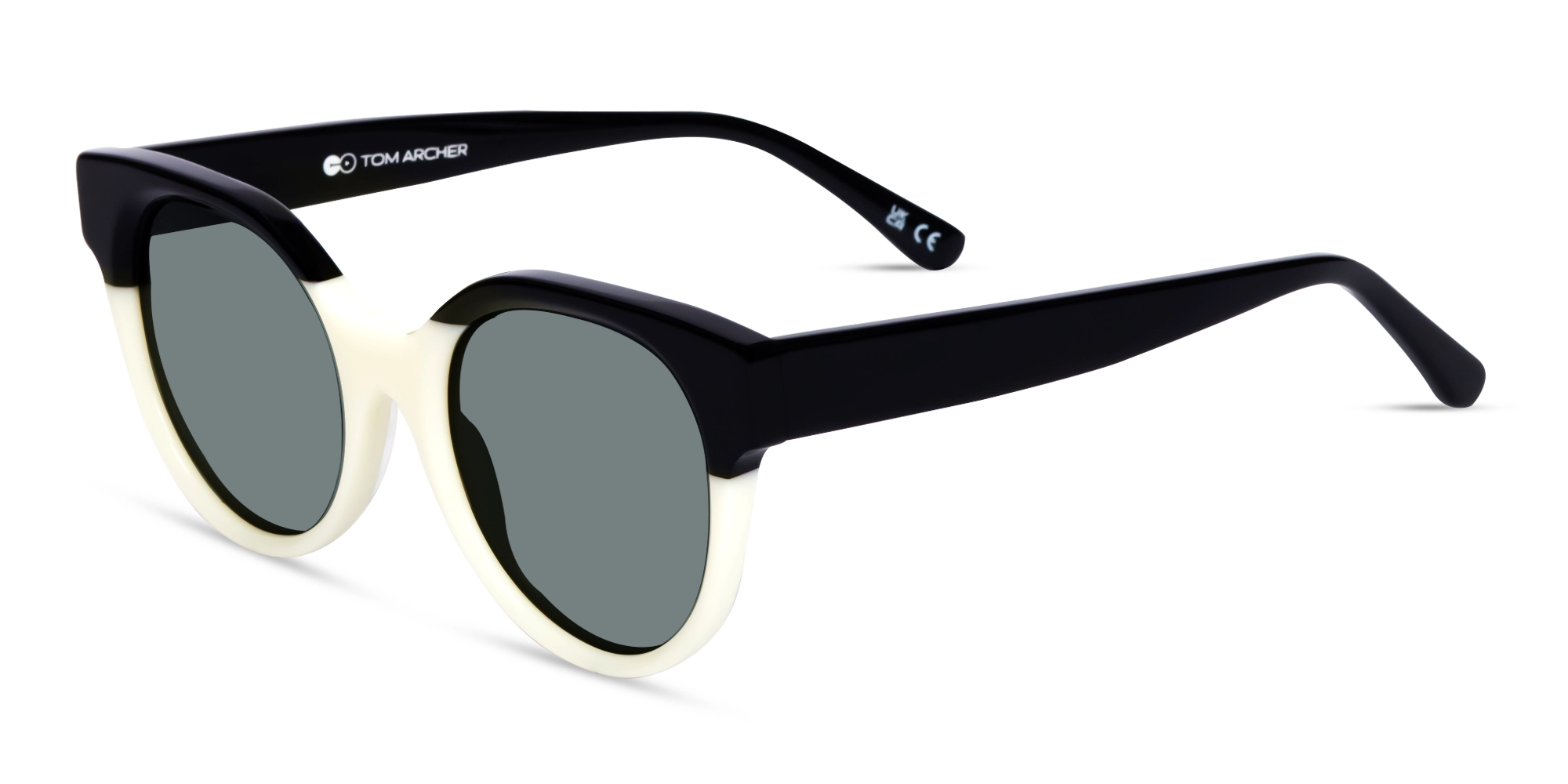 Black & White Frame With Dark Grey Tint Sunglasses Black & White Frame With Dark Grey Tint Sunglasses