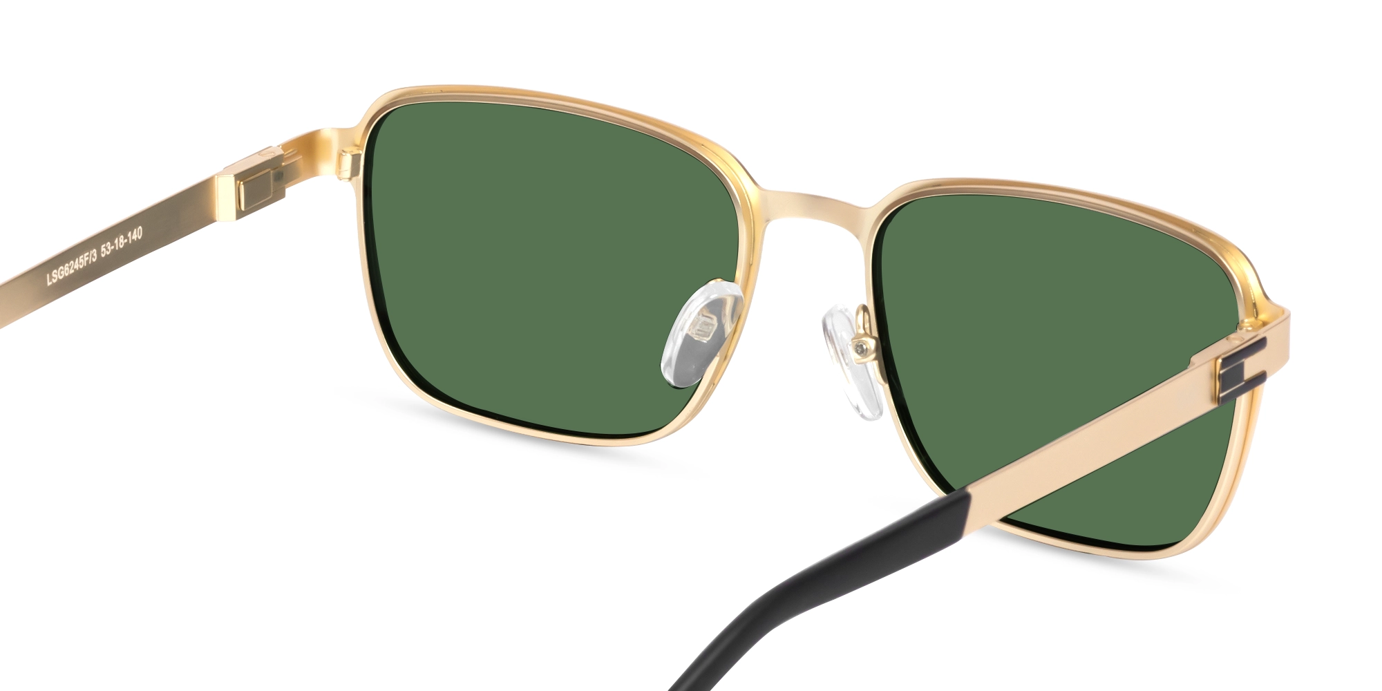 Matte Gold Rectangle Metal Full-Rim Sunglasses 5