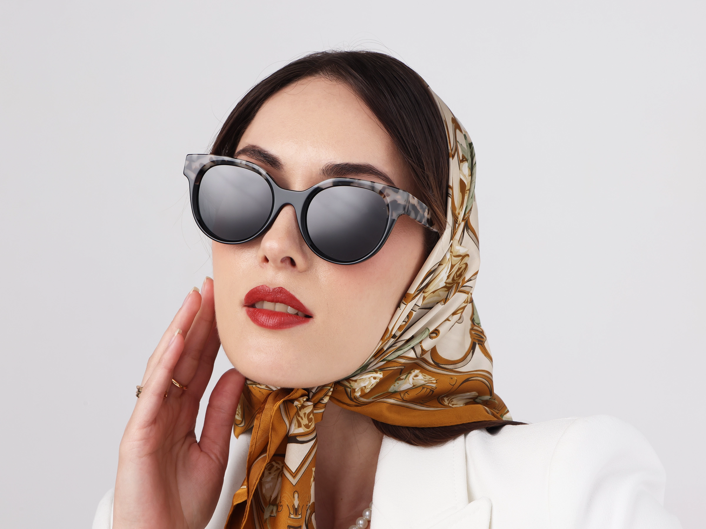 Round Oversized Dark Grey Tint Sunglasses