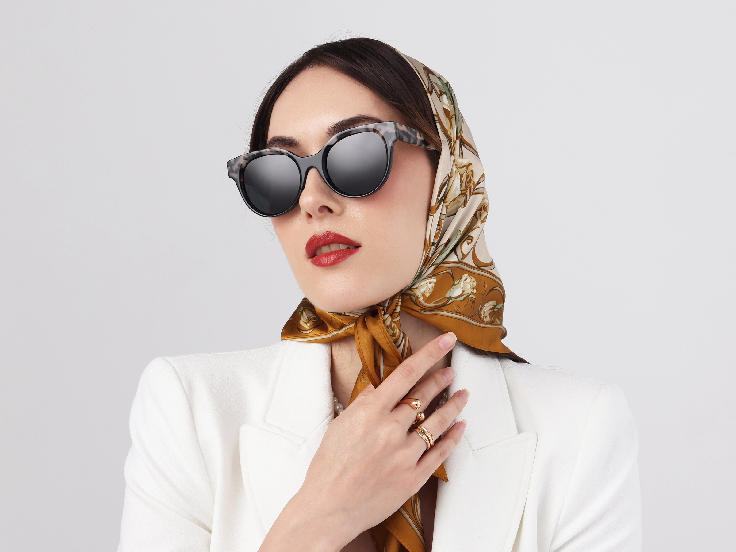 Round Oversized Dark Grey Tint Sunglasses