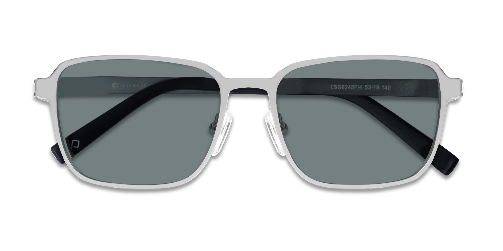 Matte Silver Metal Full-Rim Sunglasses With Nose Pads  6