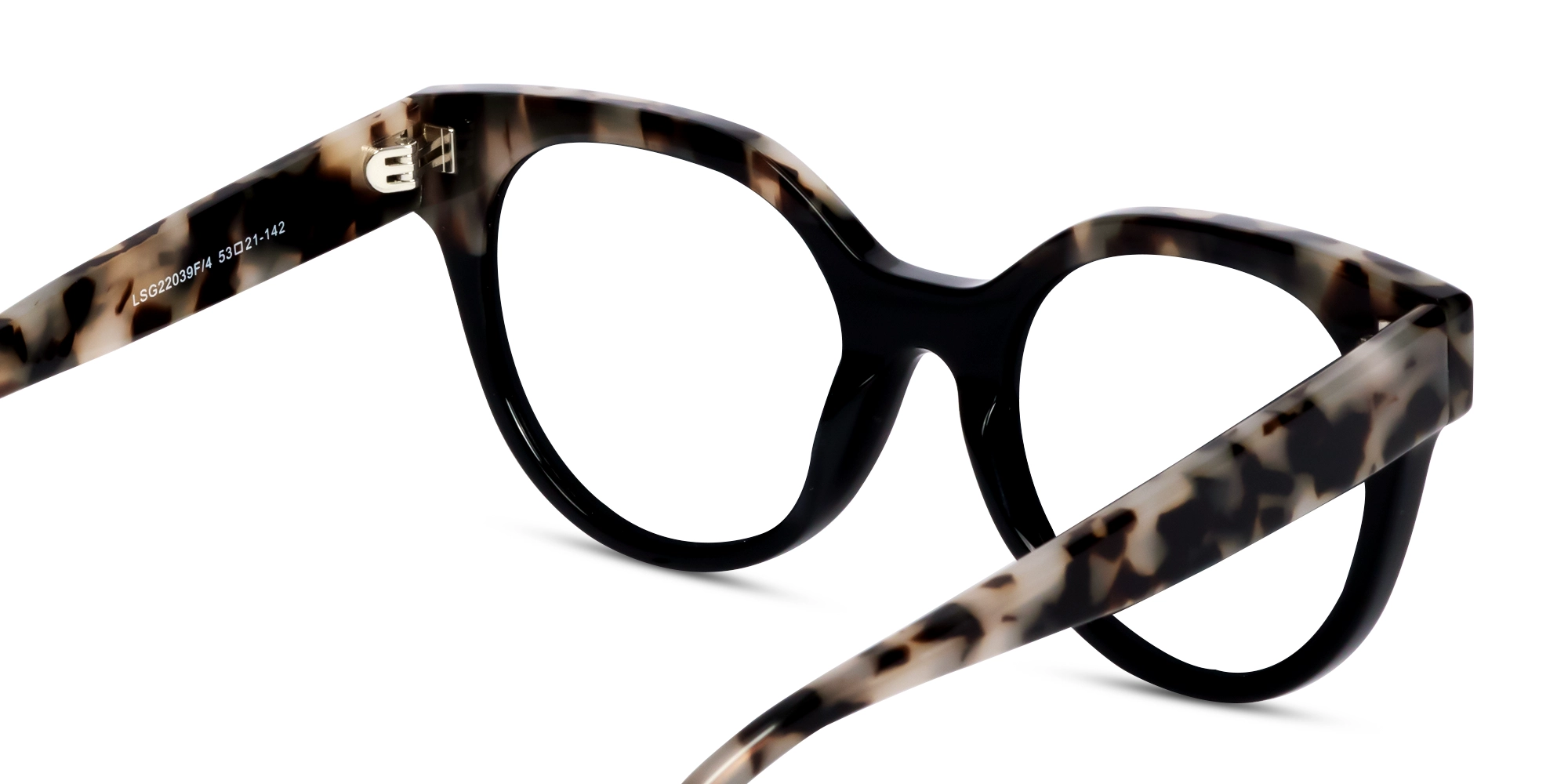 Beige Tortoise & Black Round Glasses