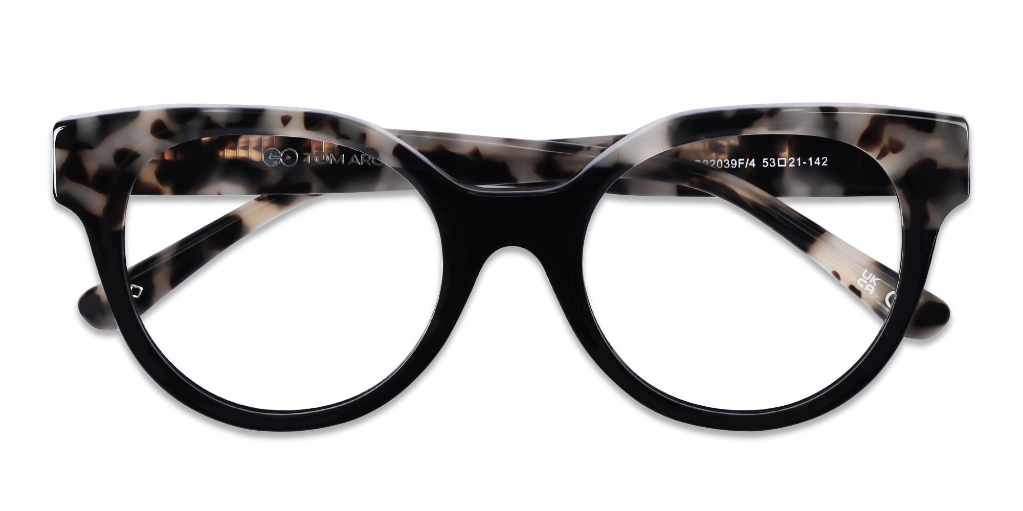 Beige Tortoise & Black Round Glasses
