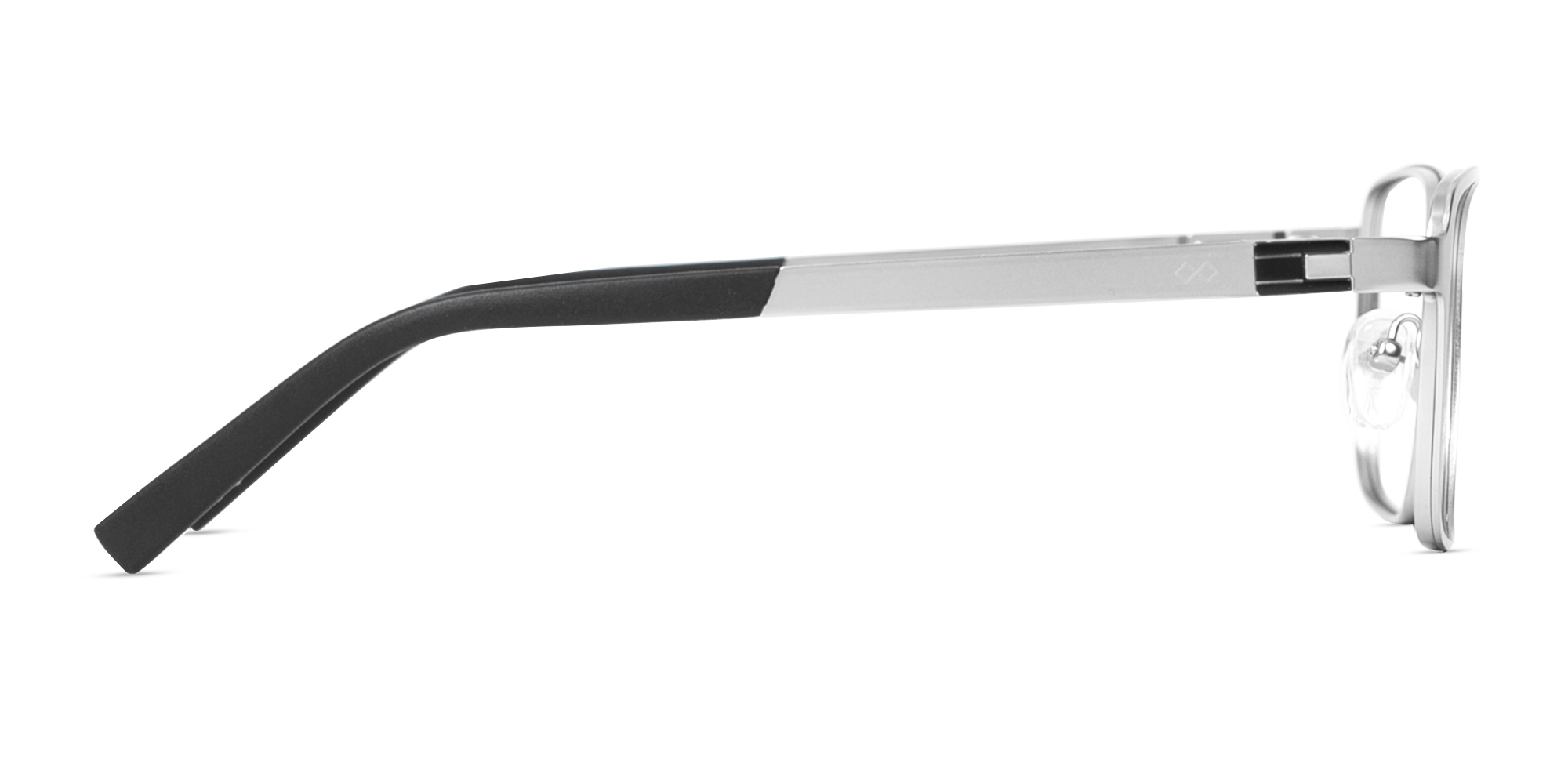 Matte Silver & Black Square Rectangle Glasses-4