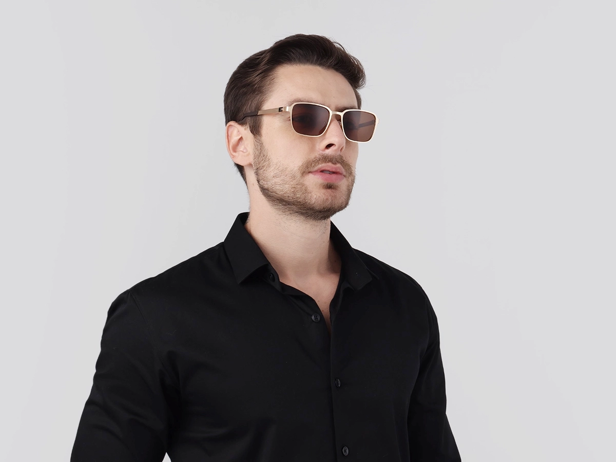 Matte Champagne Gold Square Full-Rim Sunglasses 43