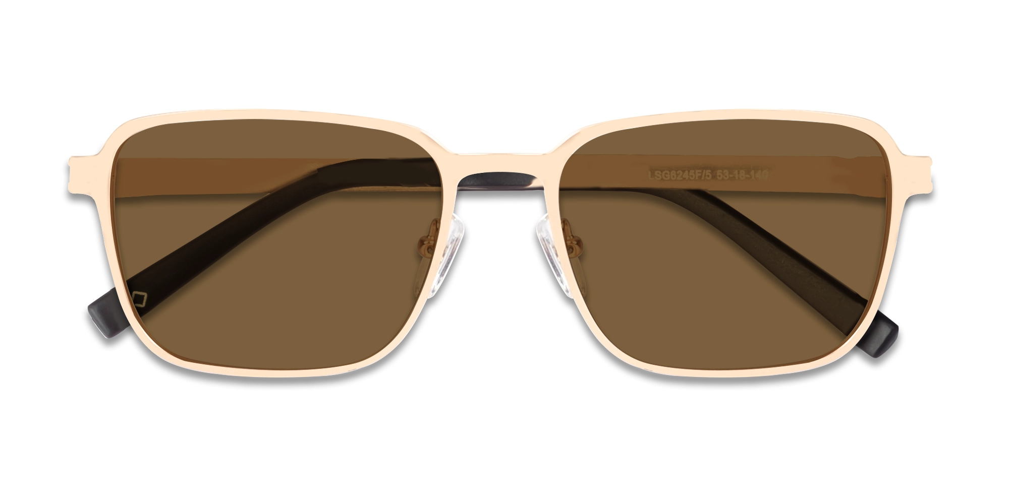 Matte Champagne Gold Square Full-Rim Sunglasses 6