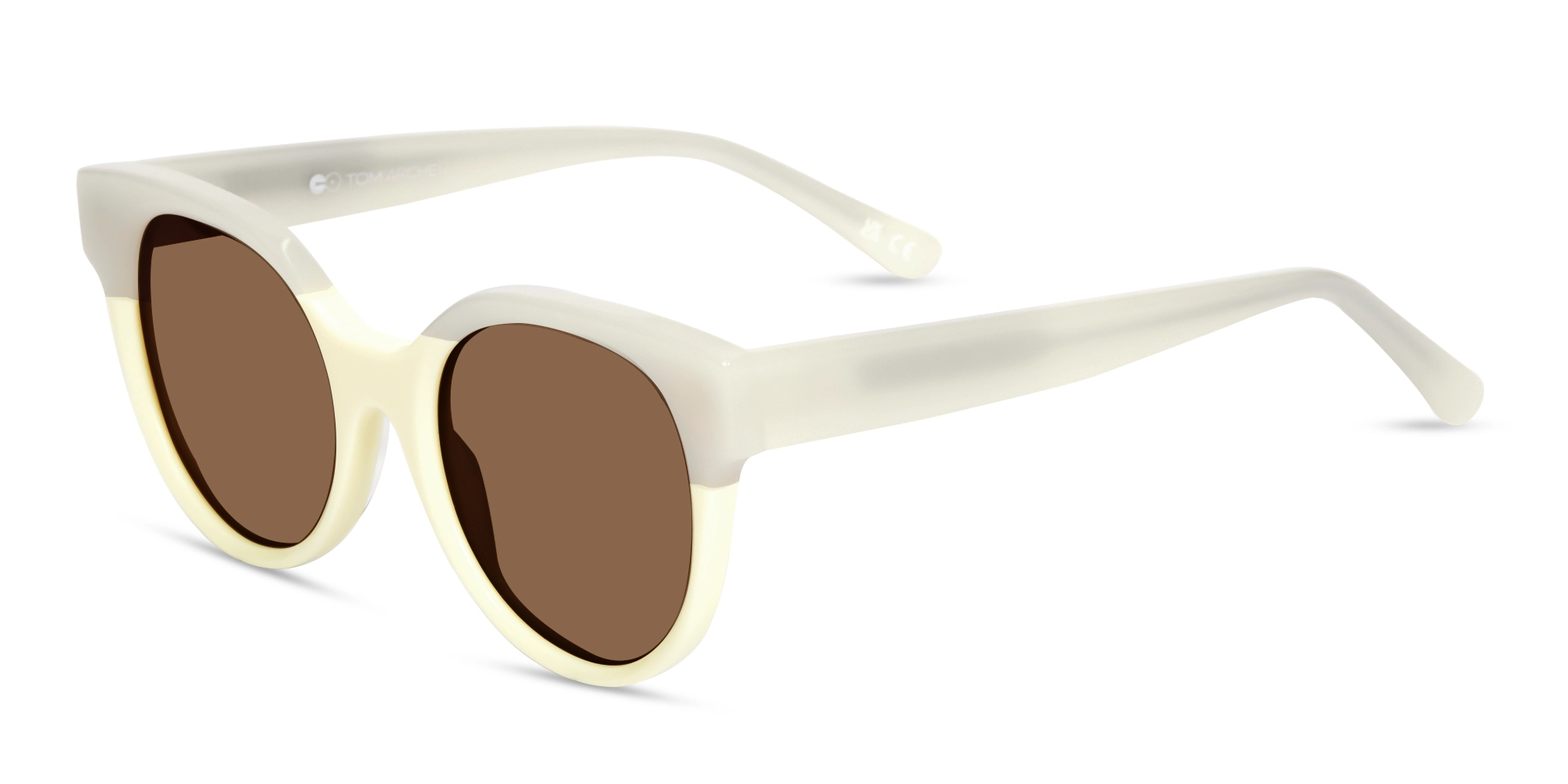 Round Acetate Dark Brown Tint Sunglasses