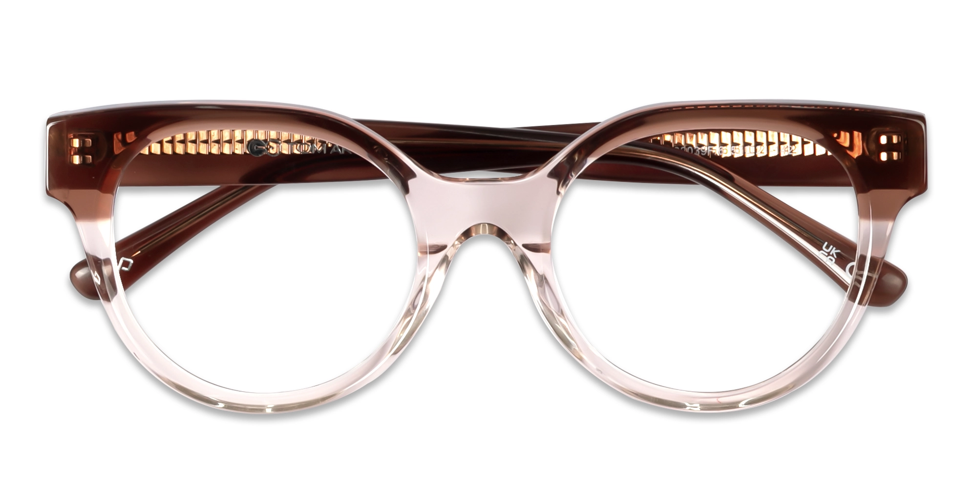 Burnt Umber & Cyrstal Beige Round Glasses