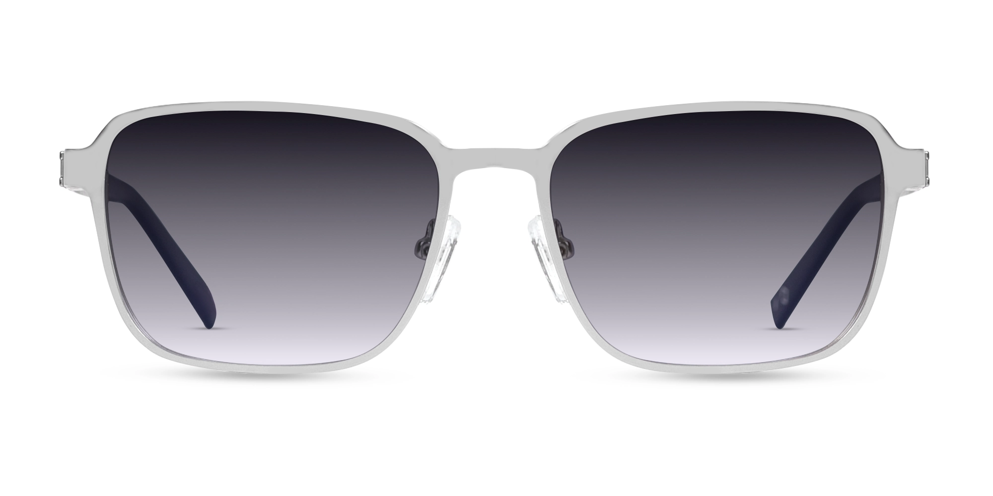 Matte Silver Rectangle Metal Full-Rim Sunglasses 1 Matte Silver Rectangle Metal Full-Rim Sunglasses 1