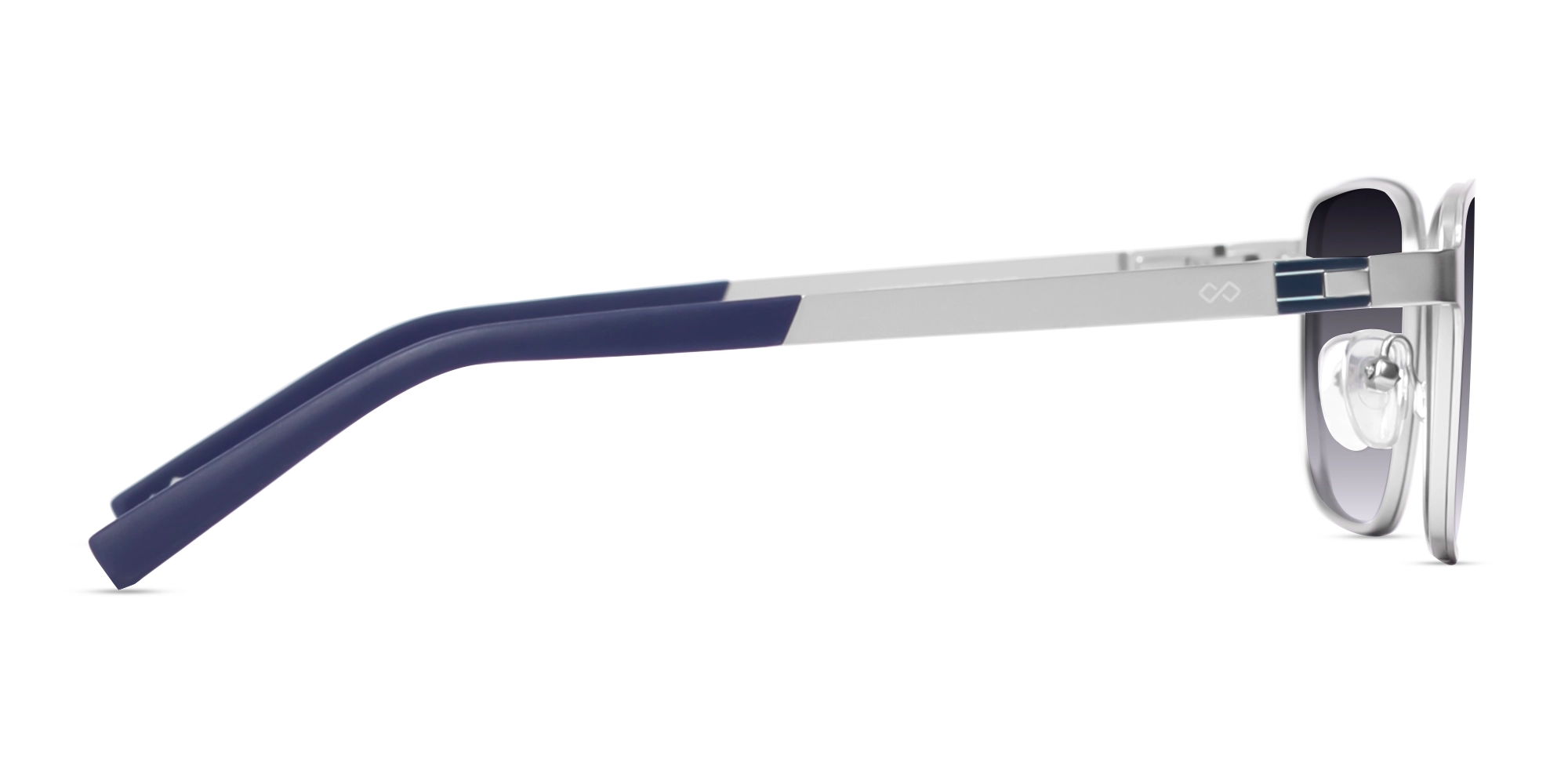 Matte Silver Rectangle Metal Full-Rim Sunglasses 4