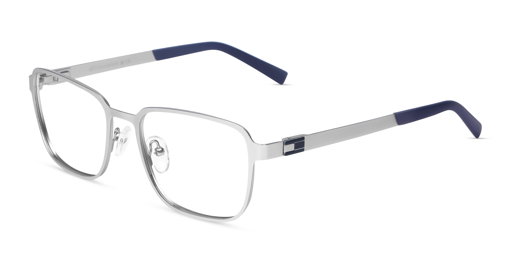 Matte Silver & Blue Square Rectangle Glasses-3 Matte Silver & Blue Square Rectangle Glasses-3