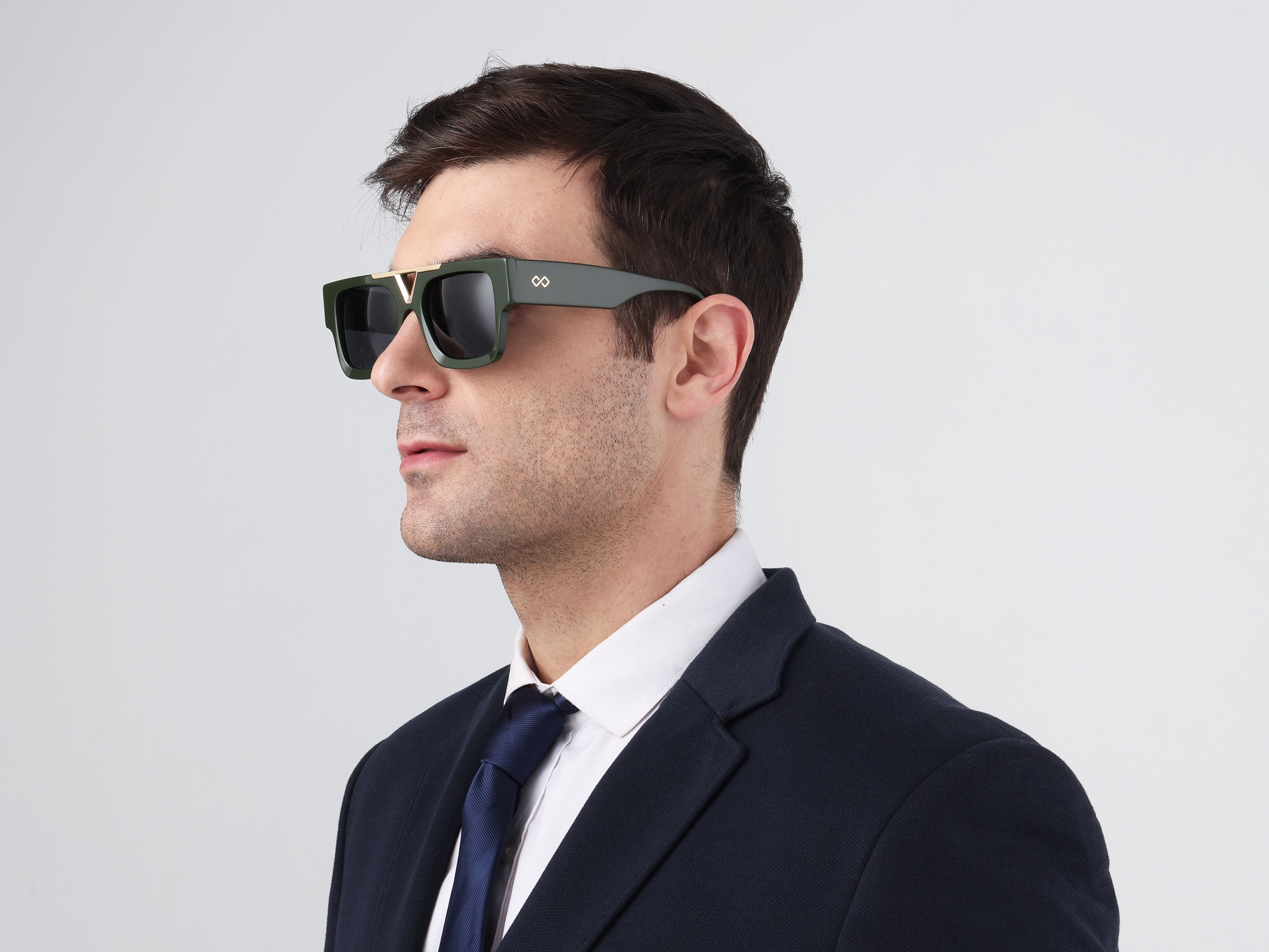 Thick Frame Dark Grey Tinted Sunglasses