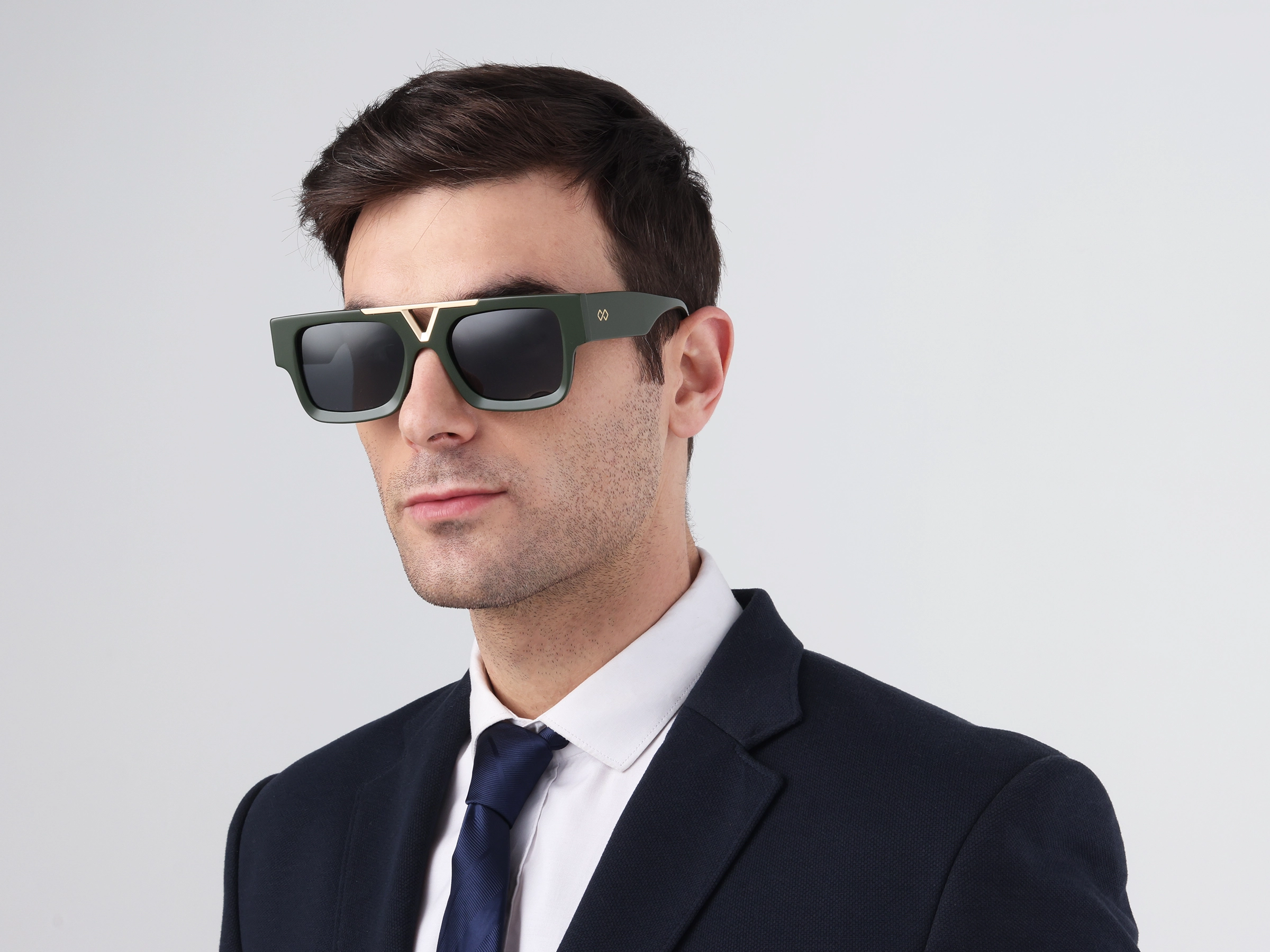 Thick Frame Dark Grey Tinted Sunglasses