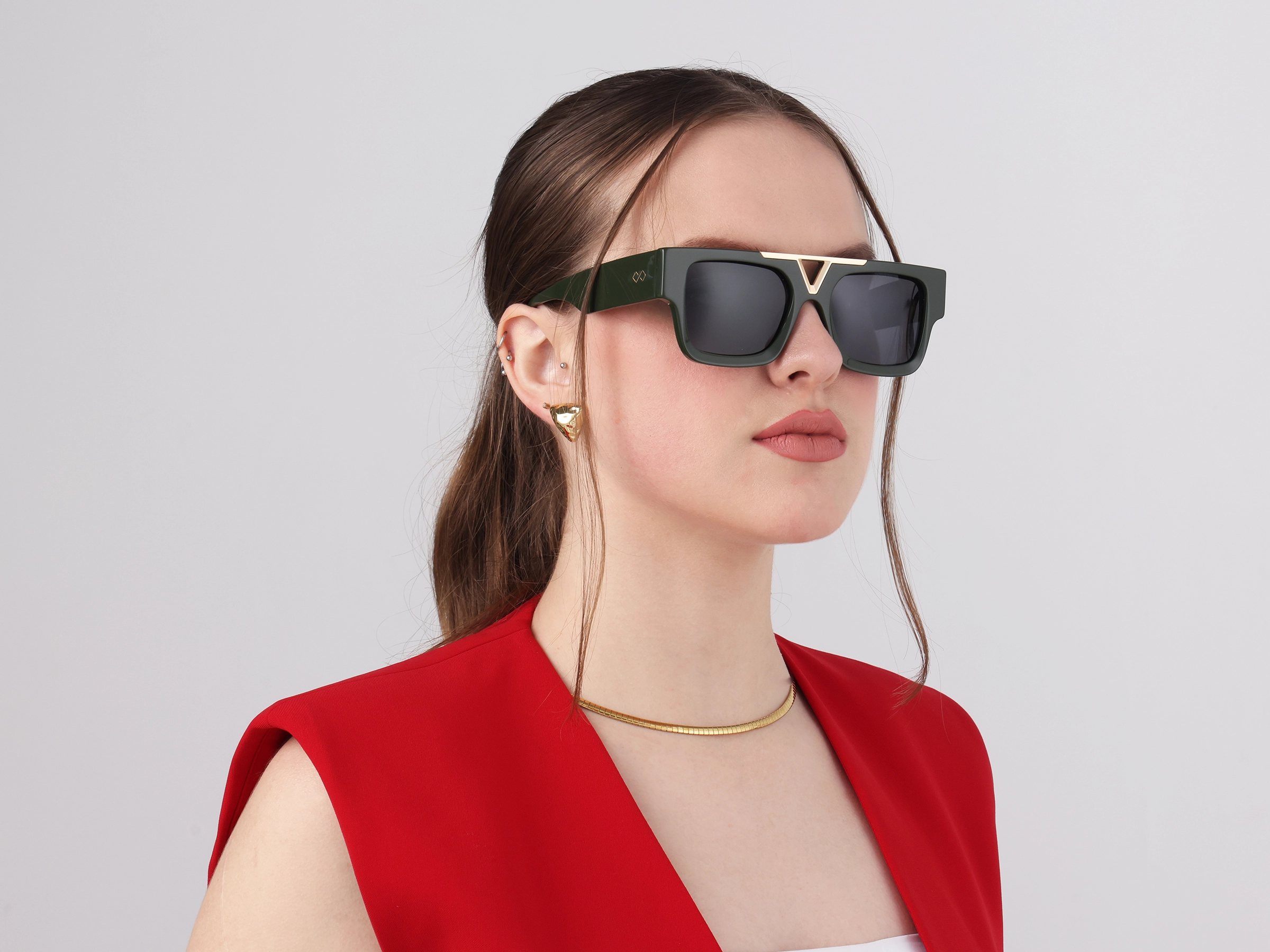 Thick Frame Dark Grey Tinted Sunglasses