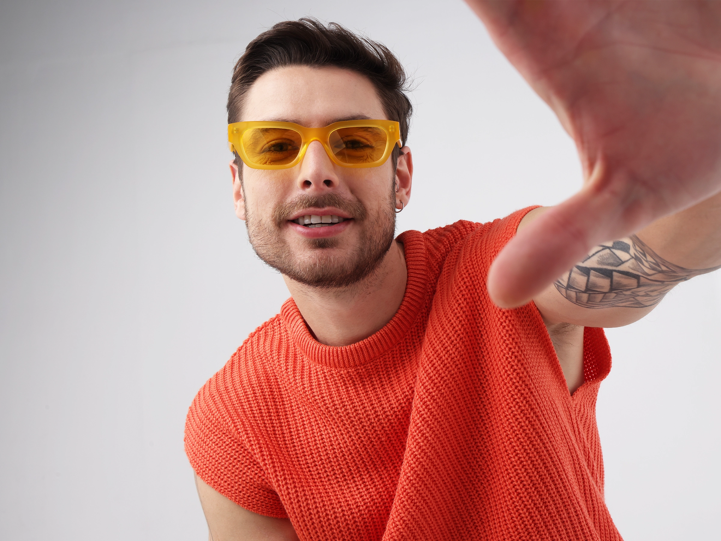 Mimosa Yellow Acetate Full-Rim Rectangle Sunglasses-3