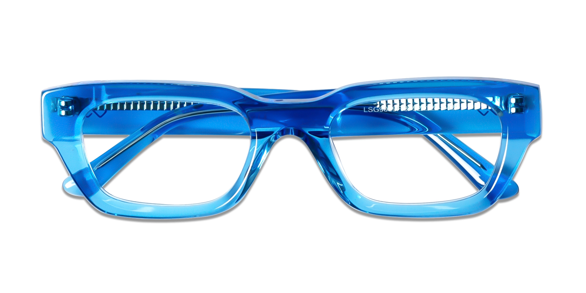 Crystal Azure Blue Rectangle Glasses