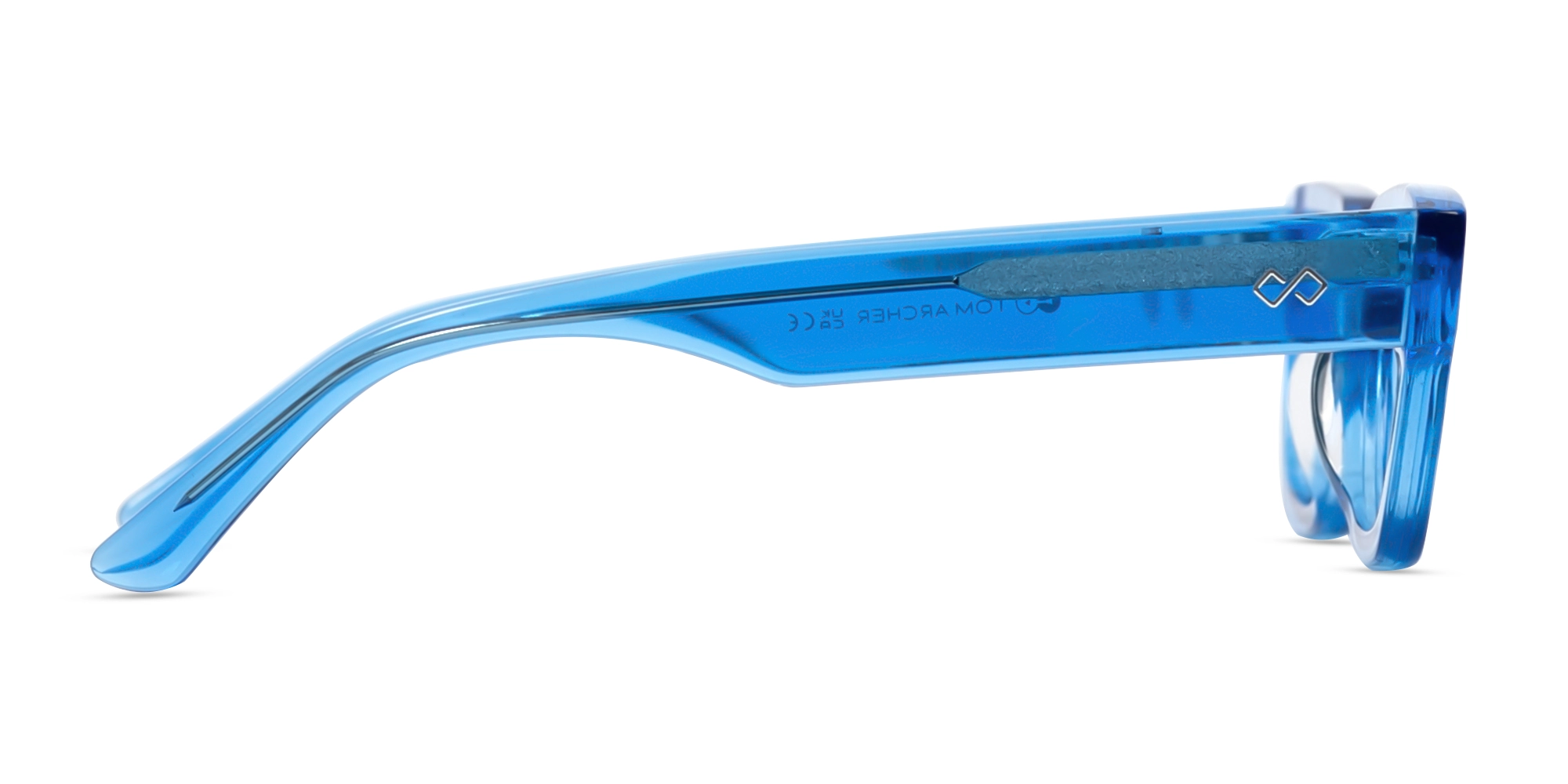 Crystal Azure Blue Rectangle Glasses