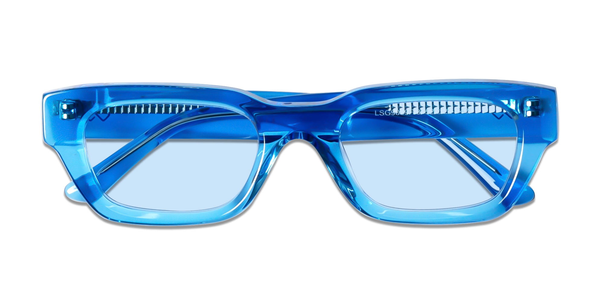 Crystal Azure Blue Acetate Full-Rim Rectangle Sunglasses-6
