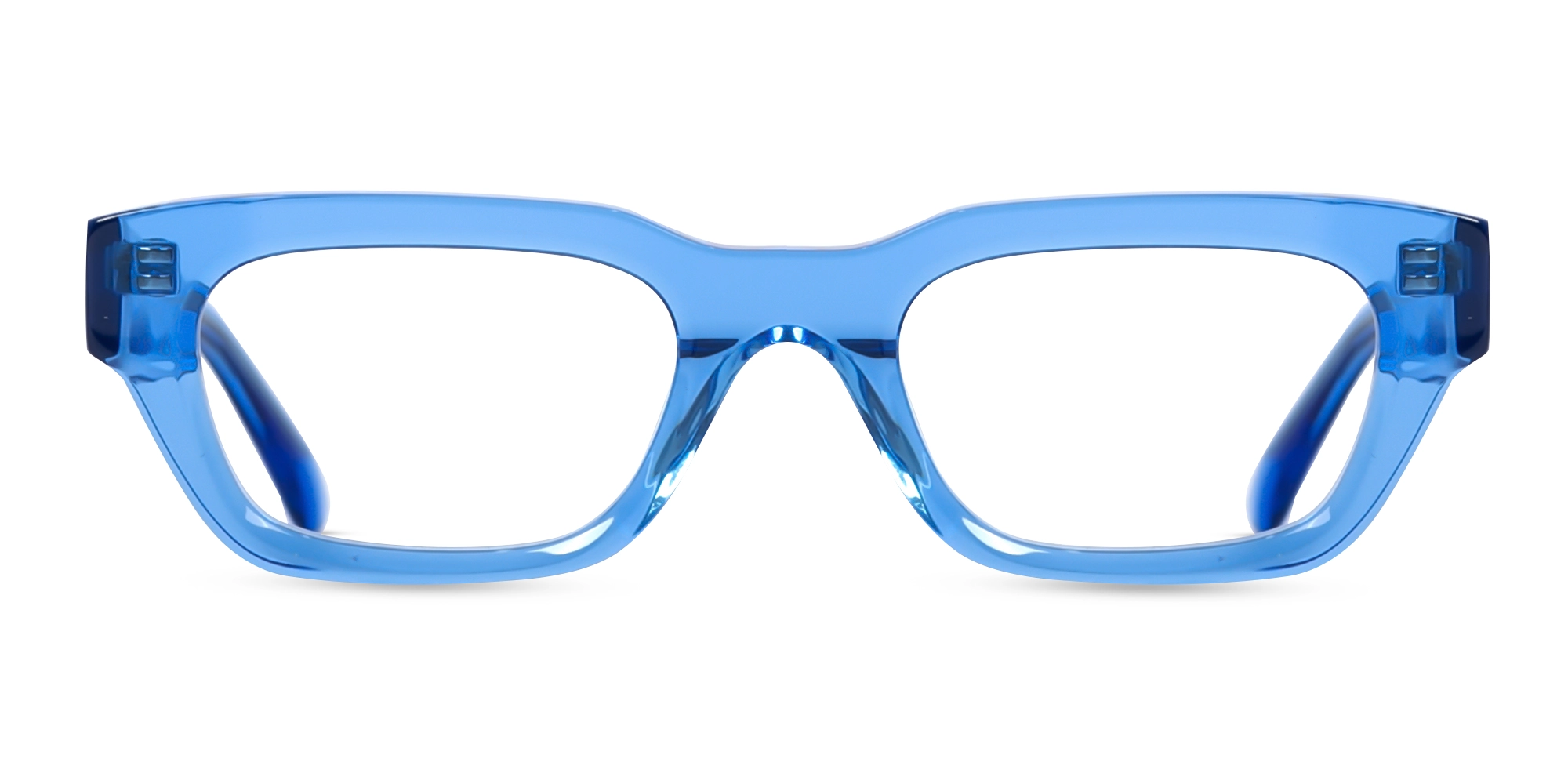 Crystal Azure Blue Rectangle Glasses