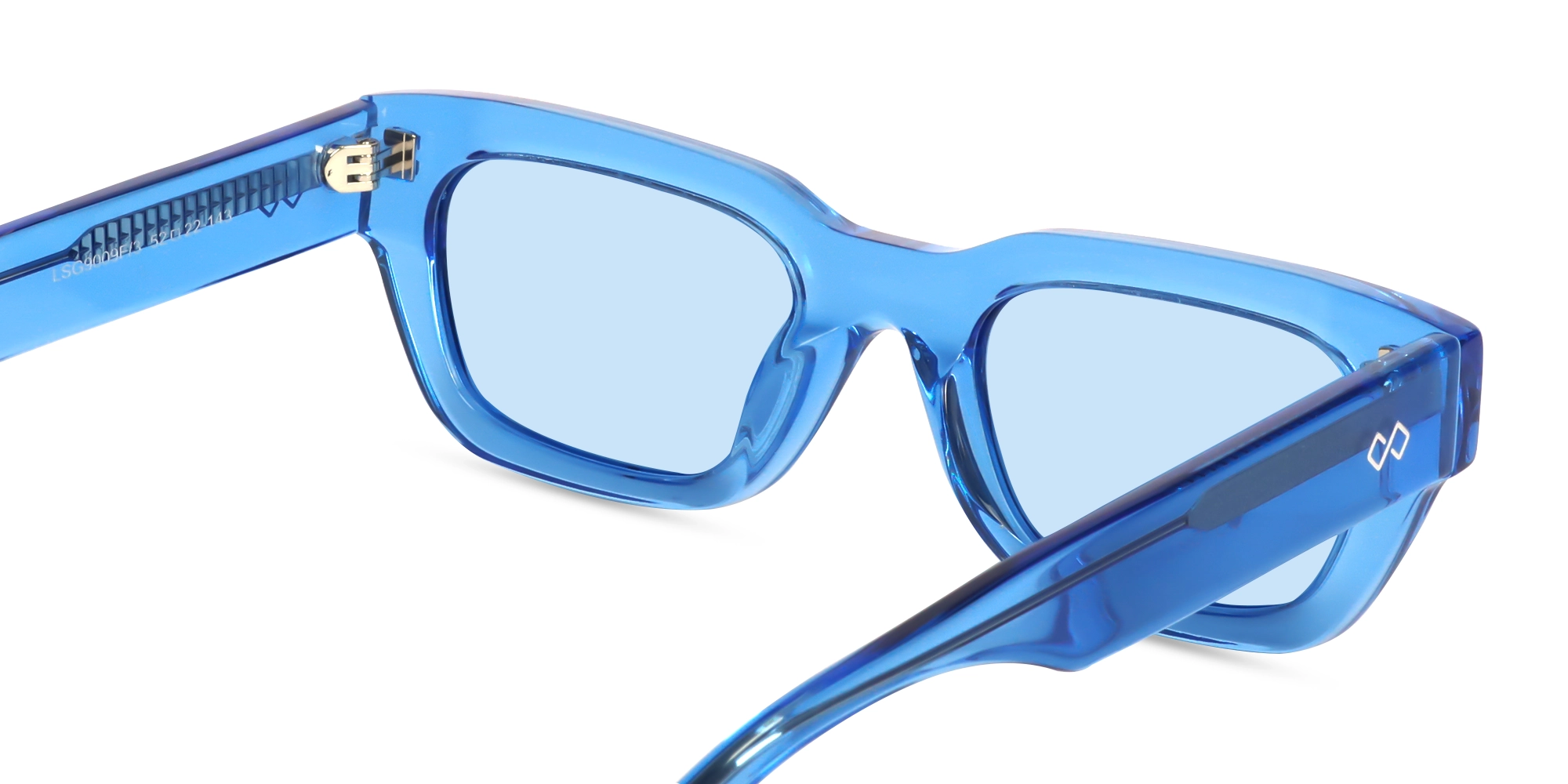 Crystal Azure Blue Acetate Full-Rim Rectangle Sunglasses-5