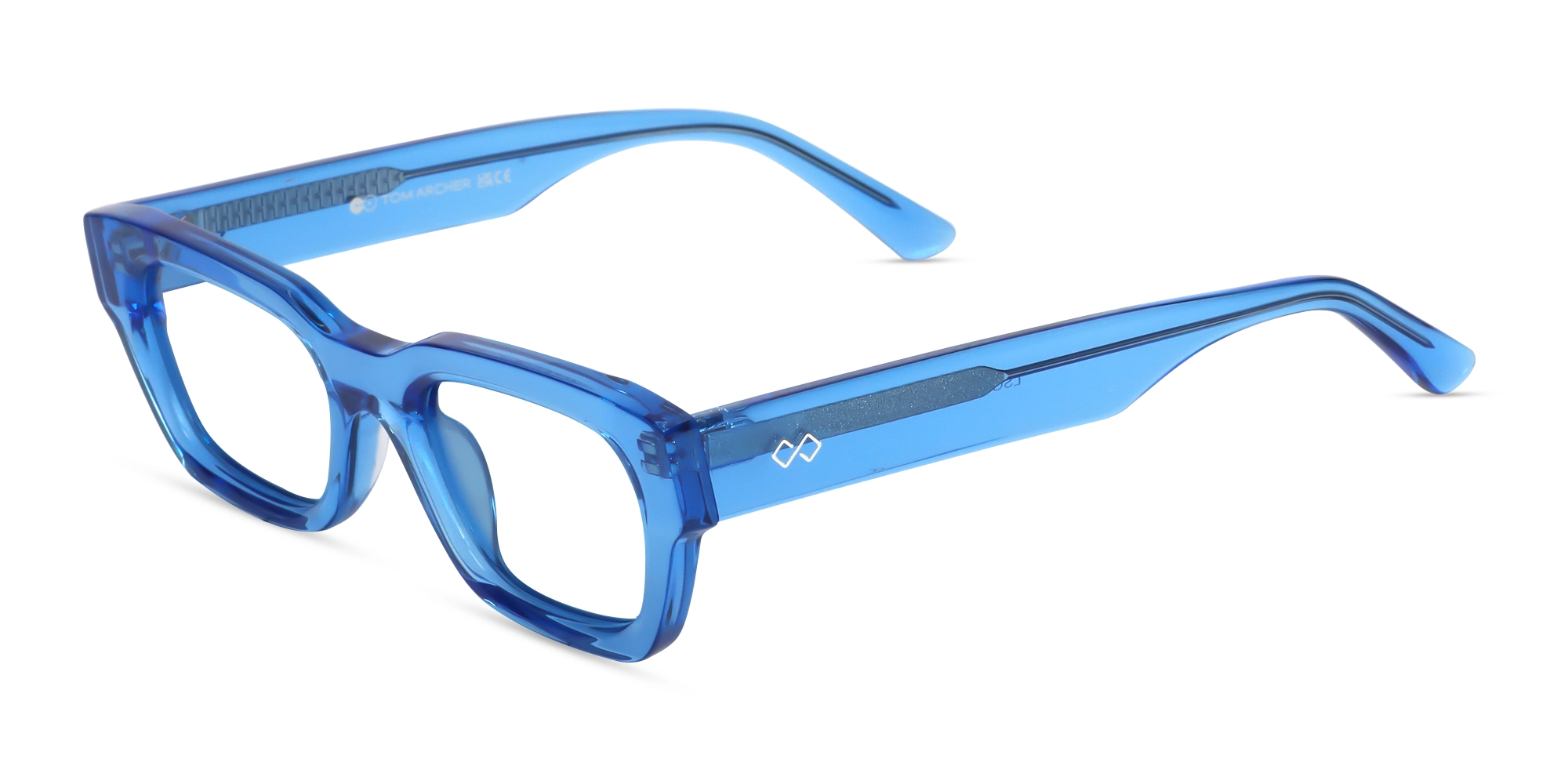 Crystal Azure Blue Rectangle Glasses