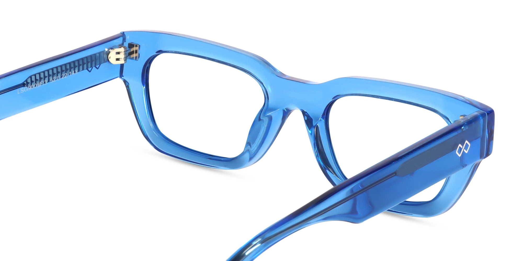 Crystal Azure Blue Rectangle Glasses